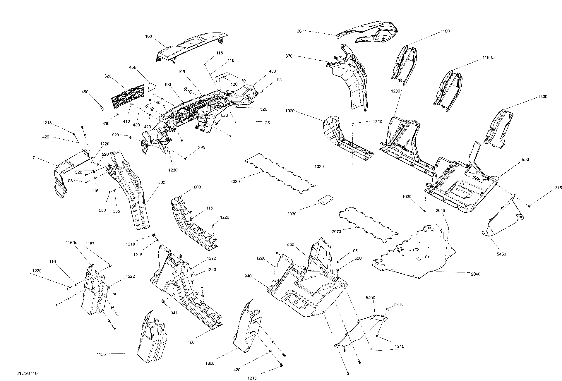 An Image of a Genuine Can-Am Parts Schematic Diagram showing the schematic - BODY - PACKAGE CAB