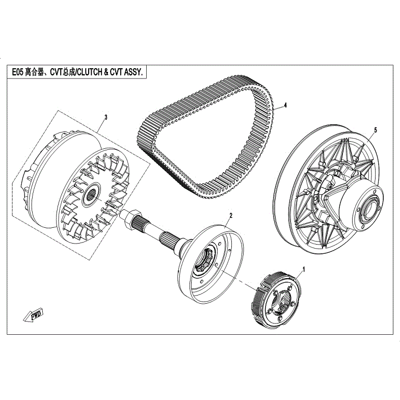 An Image of a Genuine CFMOTO Parts Schematic Diagram showing the schematic - CVT ASSY. - 2018 CFMOTO ZFORCE 800 EX