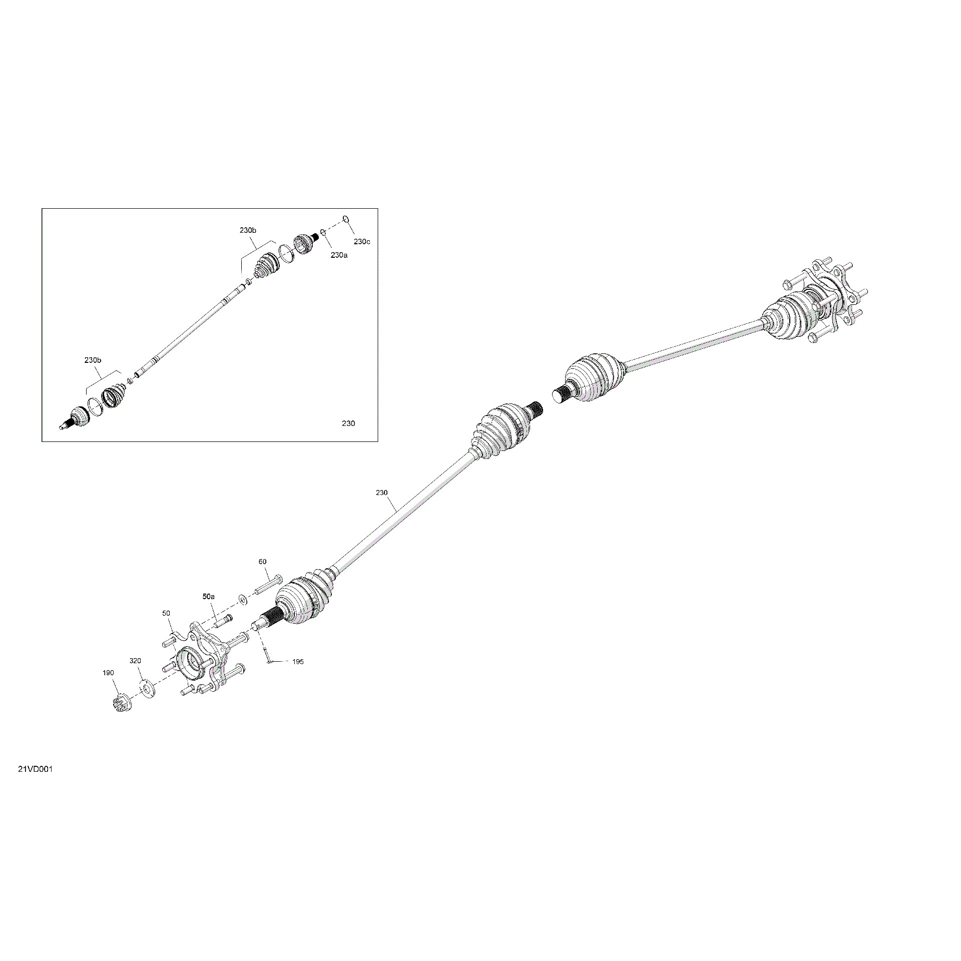 An Image of a Genuine Can-Am Parts Schematic Diagram showing the schematic - DRIVE - REAR - COMMON PARTS
