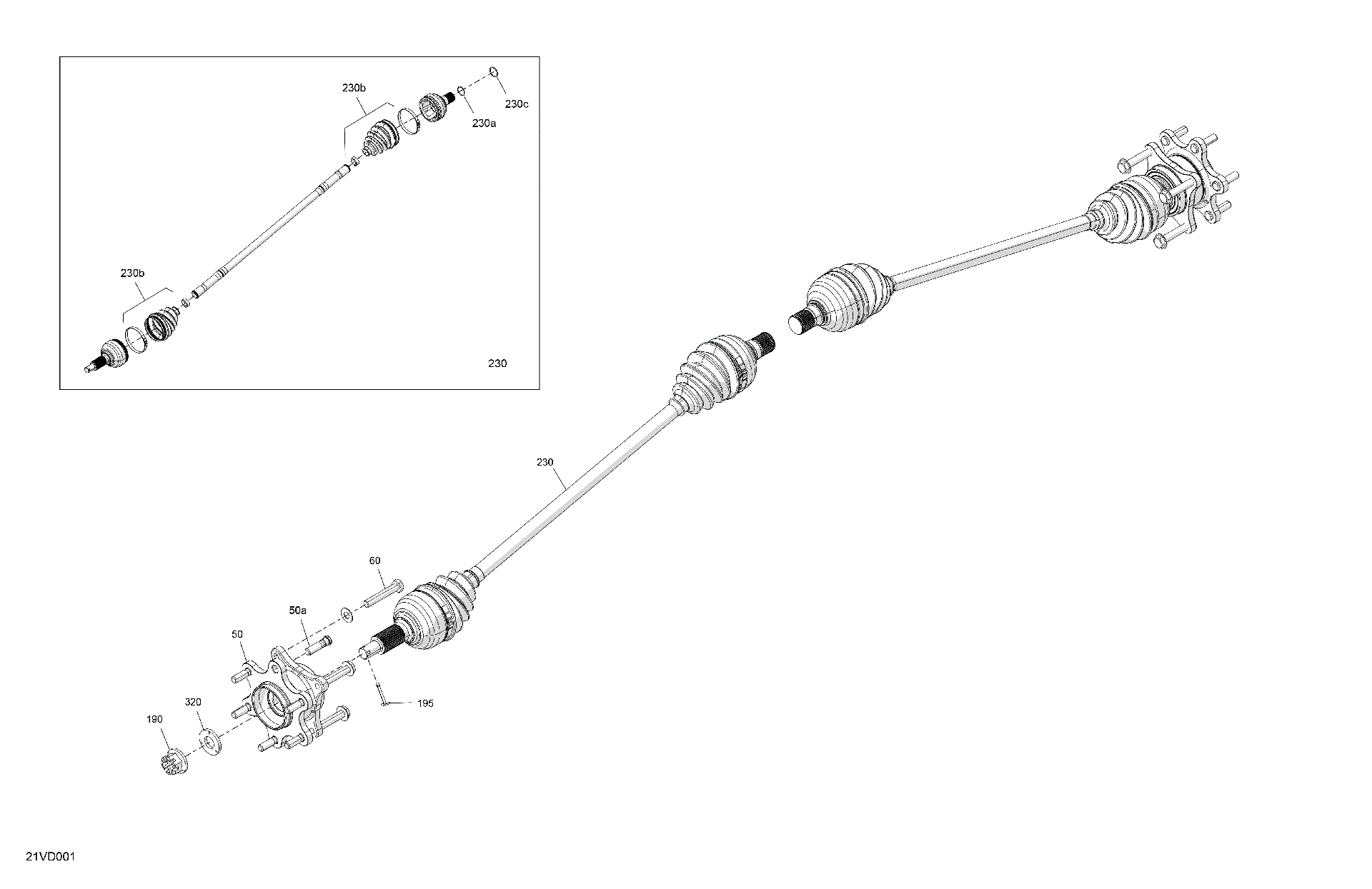 An Image of a Genuine Can-Am Parts Schematic Diagram showing the schematic - DRIVE - REAR - COMMON PARTS