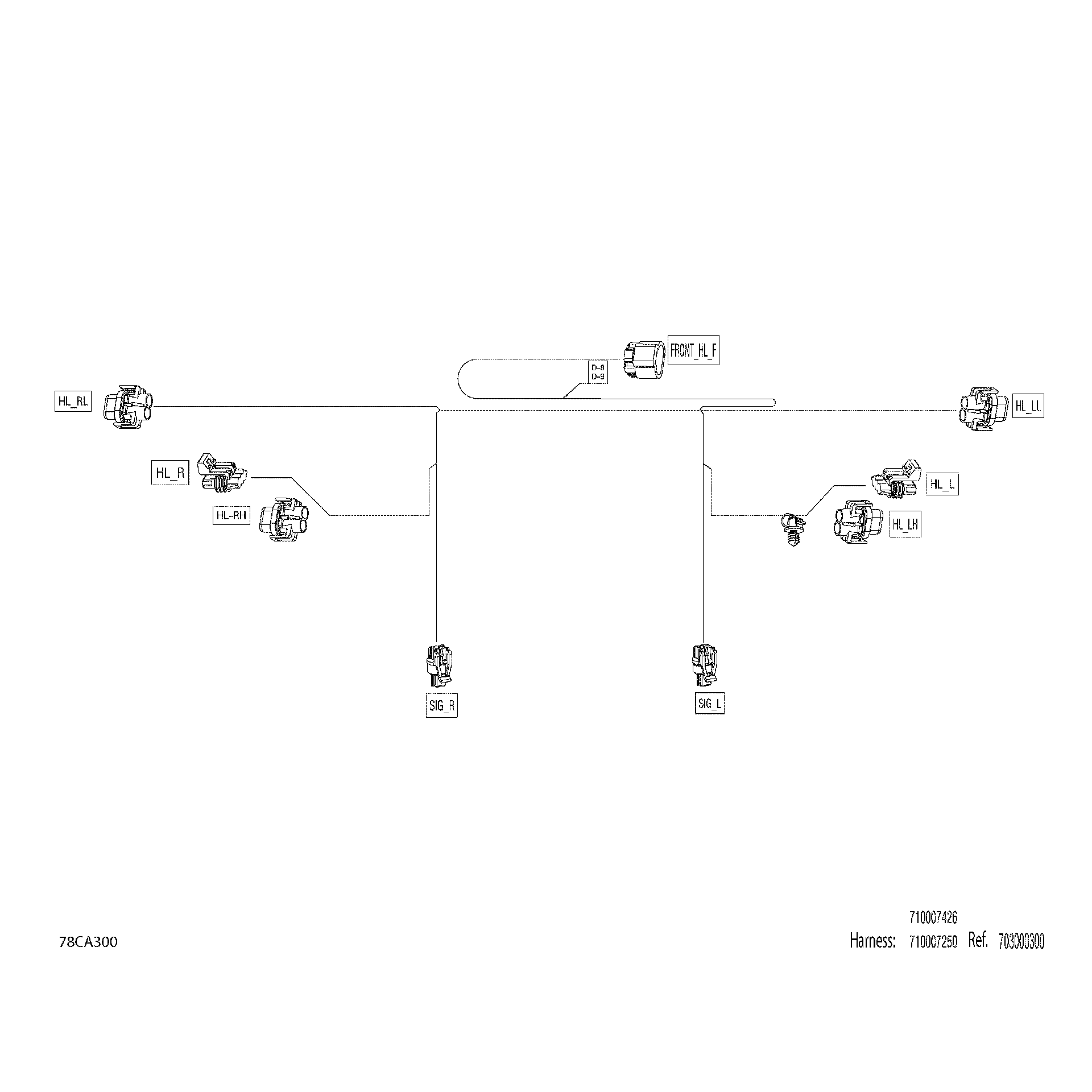 An Image of a Genuine Can-Am Parts Schematic Diagram showing the schematic - ELECTRIC - FRONT WIRING HARNESS - 710007250 - DPS -XT