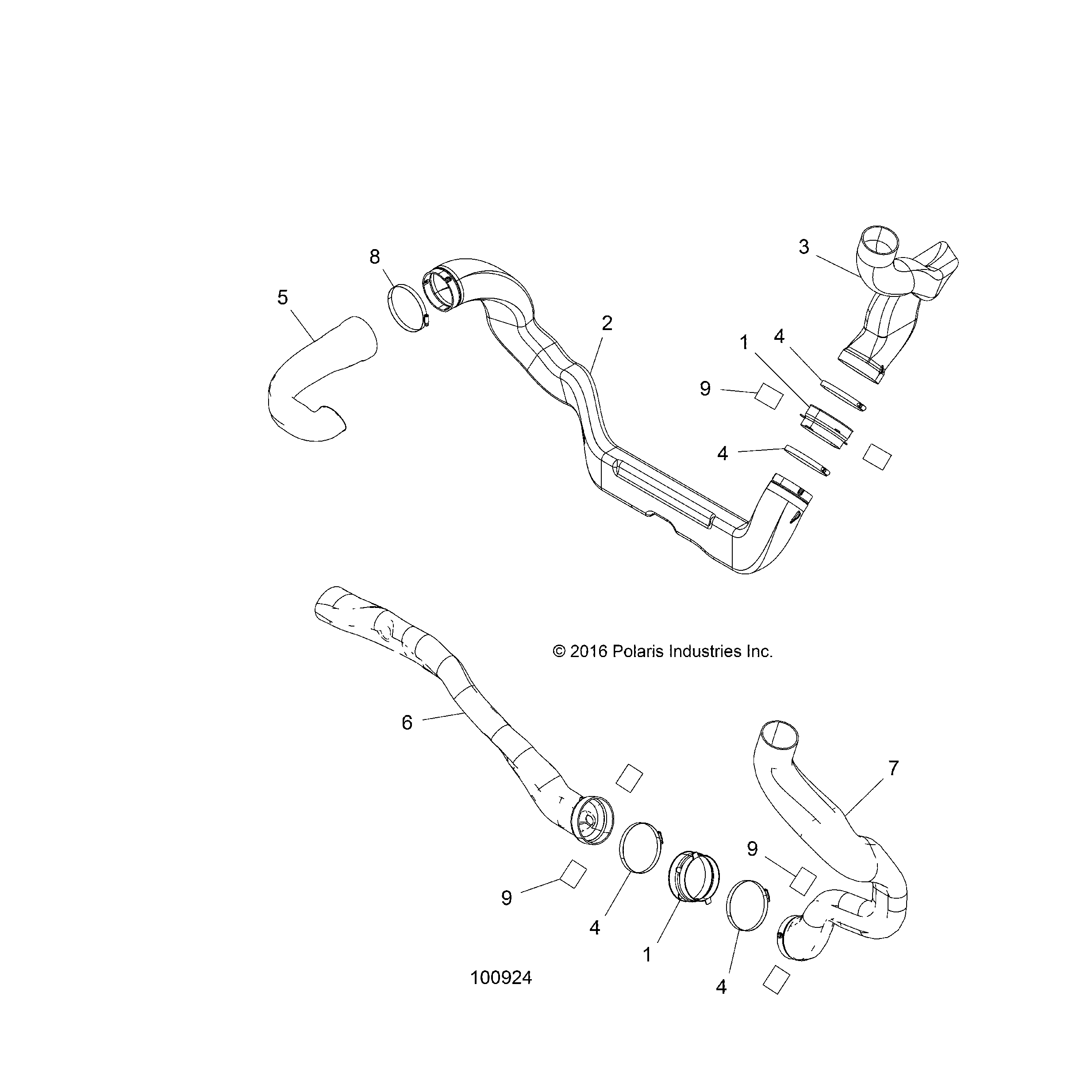 An Image of a Genuine Polaris Parts Schematic Diagram showing the schematic - BODY: CLUTCH DUCTS - 2017 POLARIS SPORTSMAN 850 HIGH LIFTER