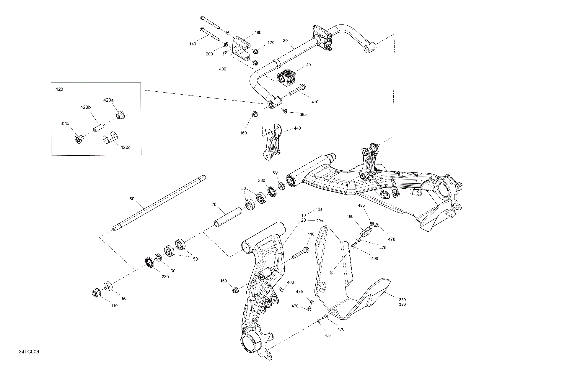 An Image of a Genuine Can-Am Parts Schematic Diagram showing the schematic - SUSPENSION - REAR COMPONENTS