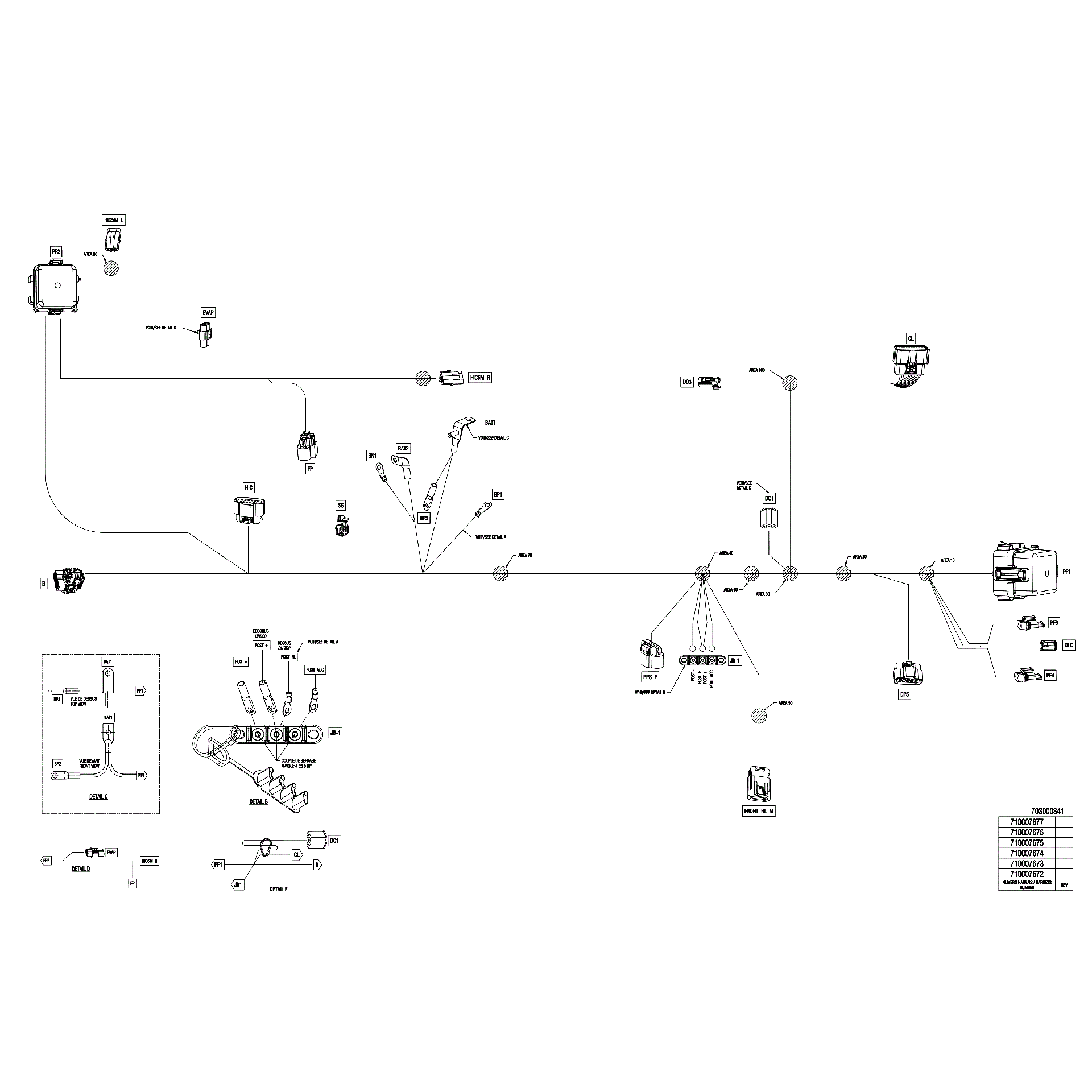 An Image of a Genuine Can-Am Parts Schematic Diagram showing the schematic - ELECTRIC - MAIN HARNESS - 710007674