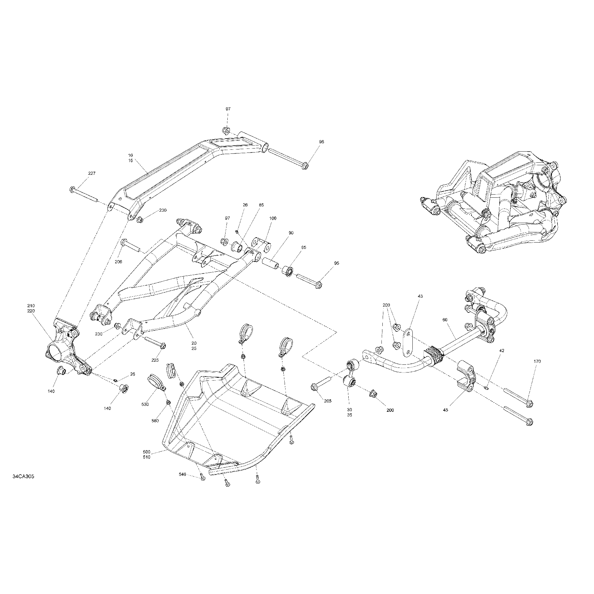 An Image of a Genuine Can-Am Parts Schematic Diagram showing the schematic - SUSPENSION - REAR - BUILT BEFORE JANUARY 17TH 2021