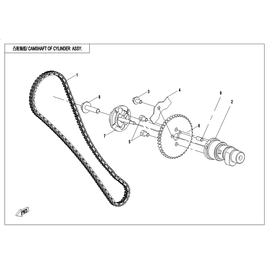 An Image of a genuine CFMOTO Parts Schematic Diagram showing the group - CAMSHAFT ASSY - 2019 CFMOTO CFORCE 400