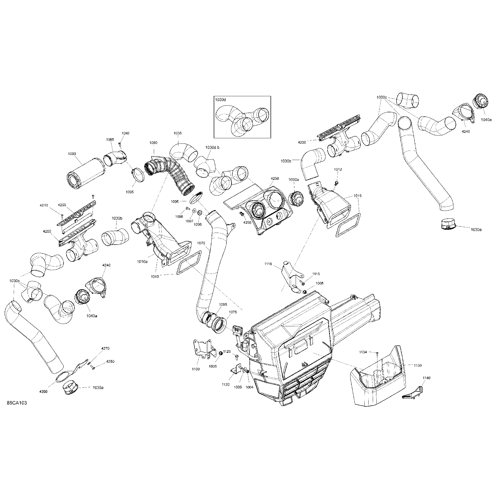 An Image of a Genuine Can-Am Parts Schematic Diagram showing the schematic - BODY - ENCLOSURE CAB - AIR CONDITIONER SYSTEM