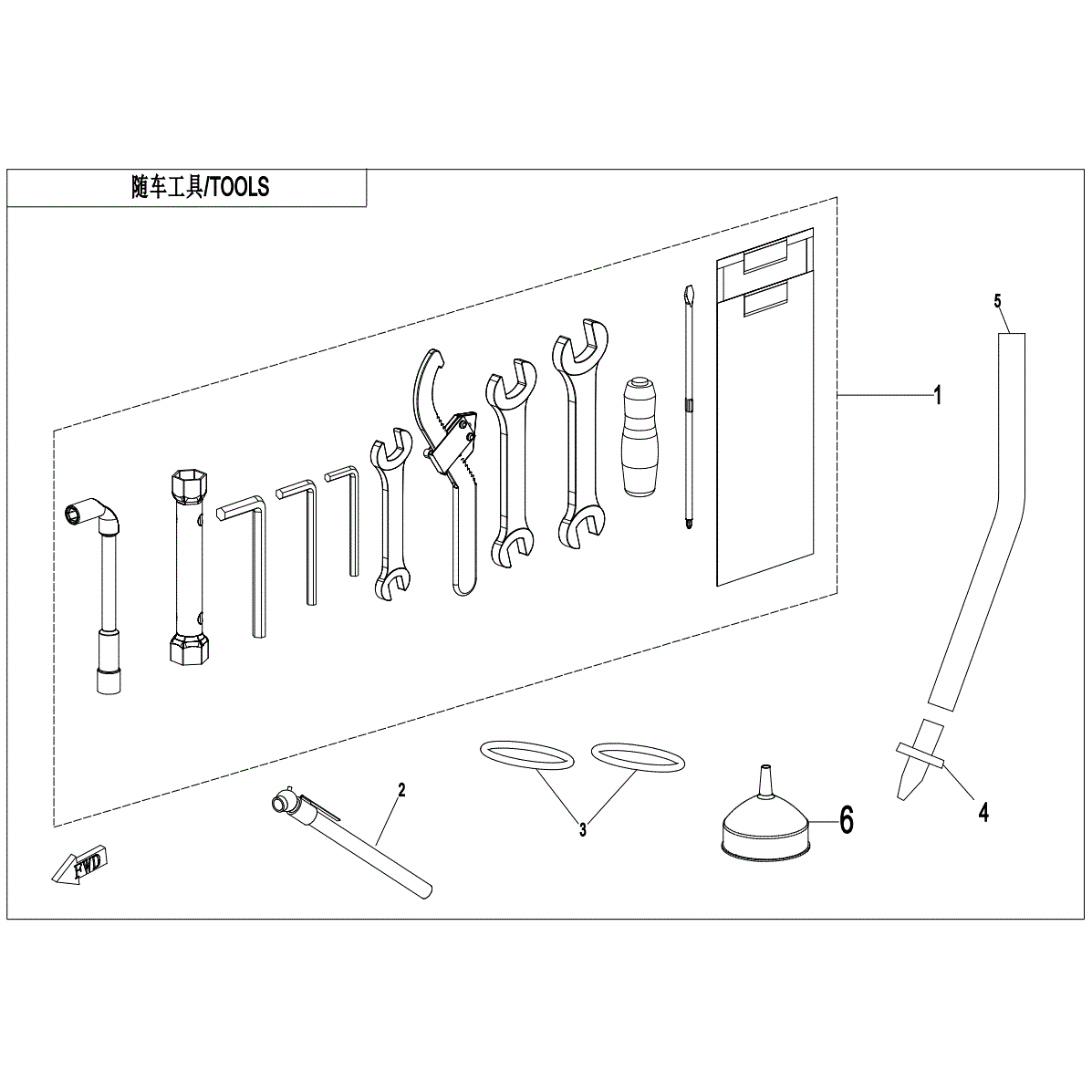 An Image of a Genuine CFMOTO Parts Schematic Diagram showing the schematic - TOOLS - 2022 CFMOTO ZFORCE 950 HO EX
