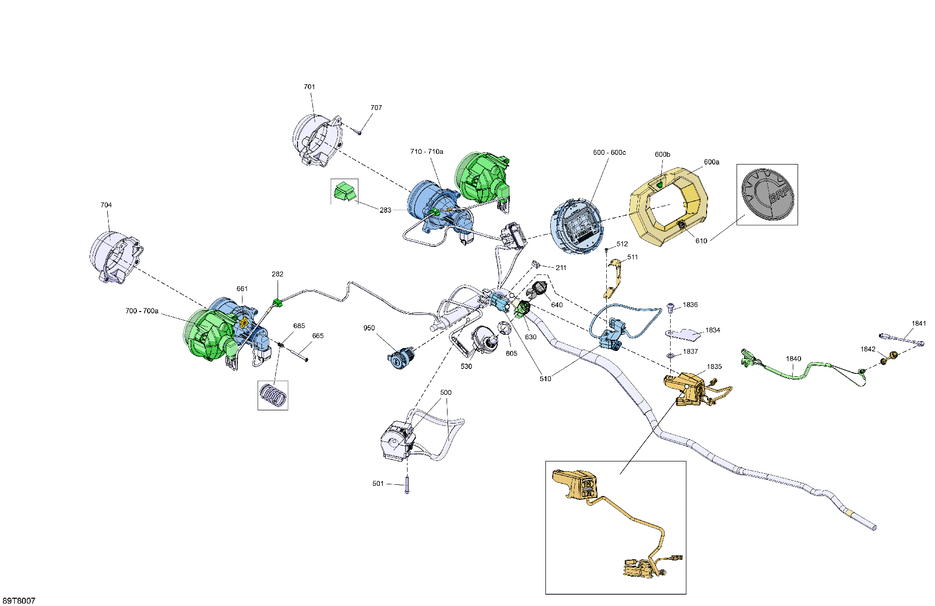 An Image of a Genuine Can-Am Parts Schematic Diagram showing the schematic - ELECTRIC - FRONT SECTION