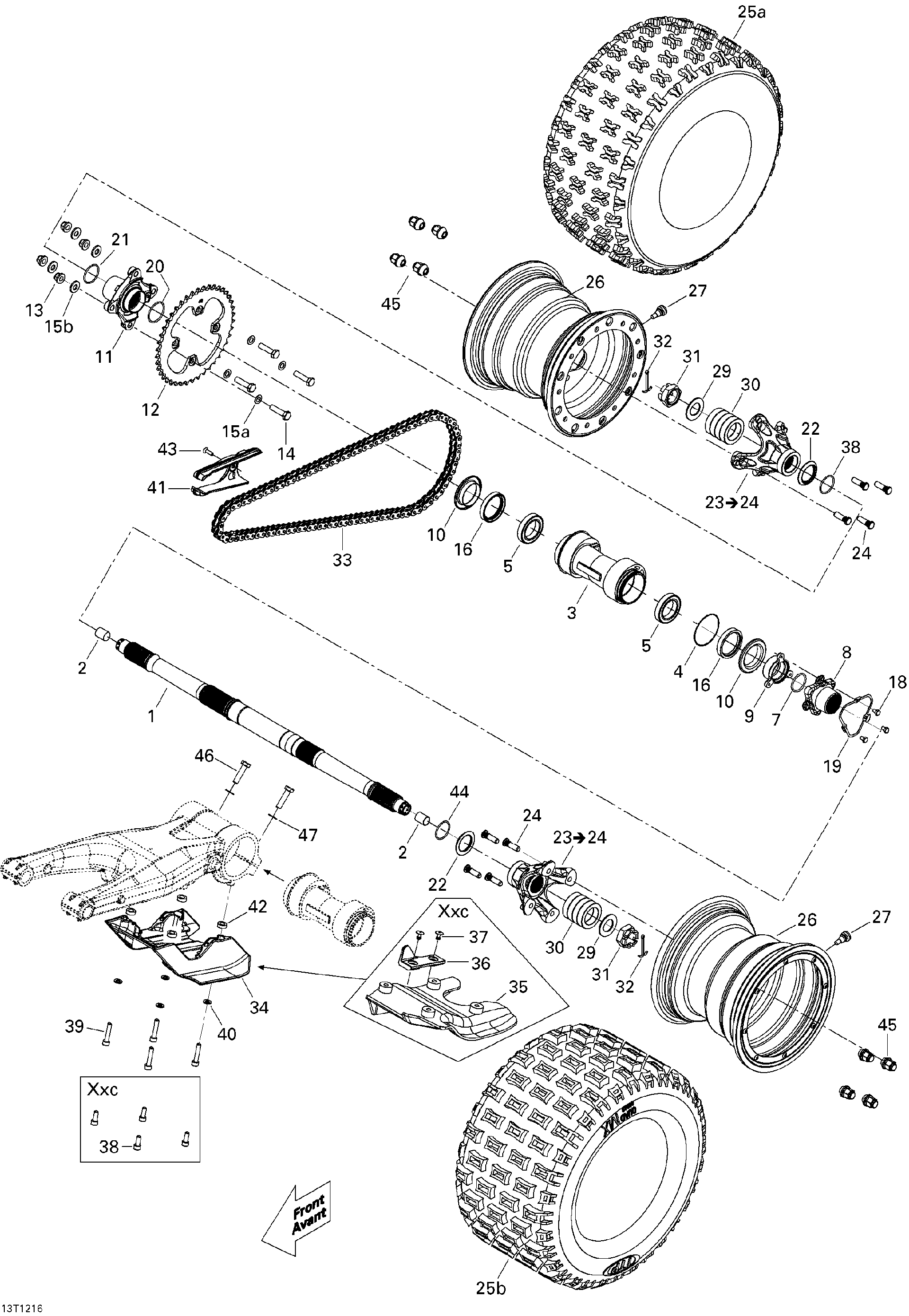 An Image of a Genuine Can-Am Parts Schematic Diagram showing the schematic - DRIVE SYSTEM REAR