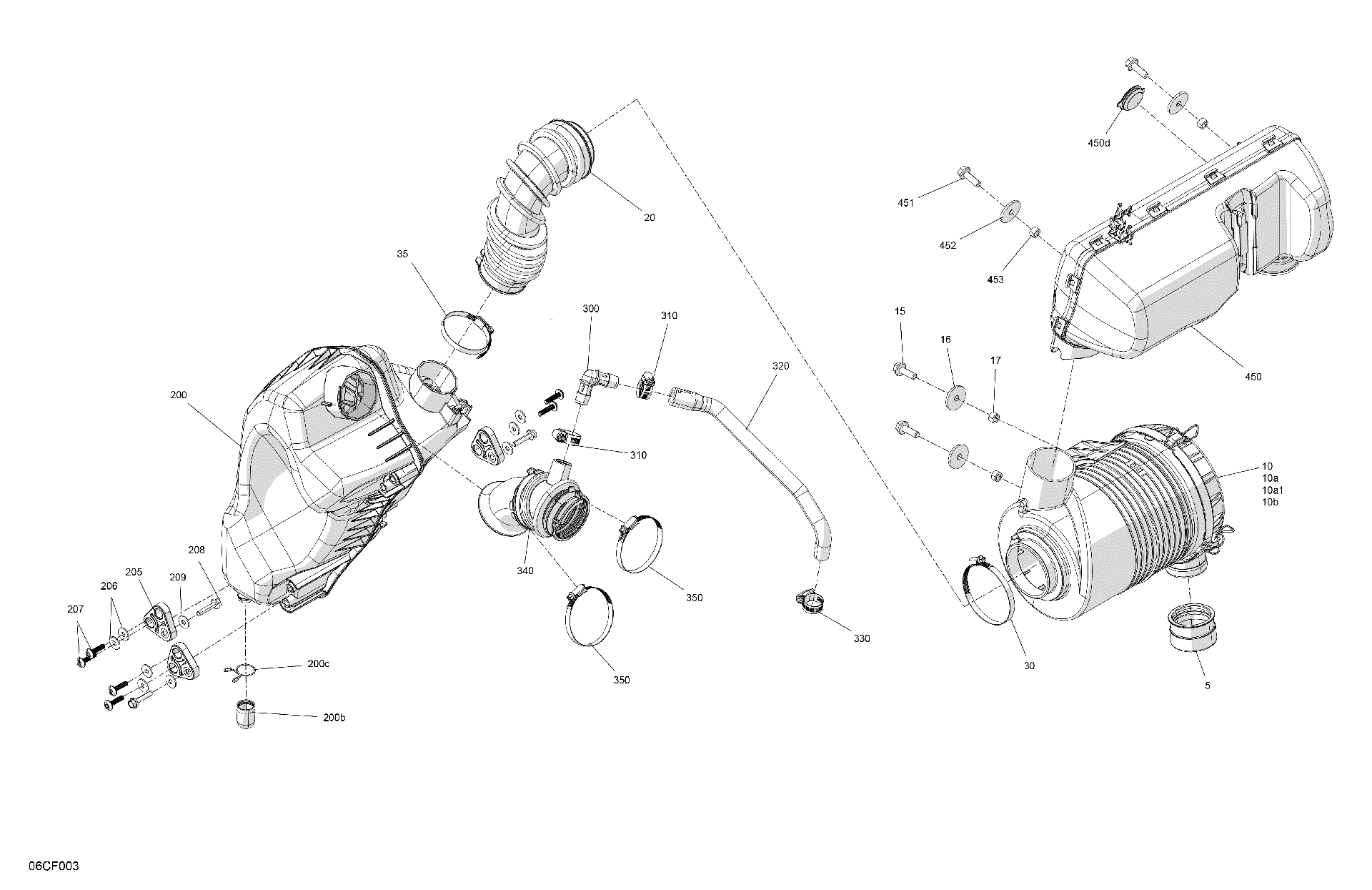 An Image of a Genuine Can-Am Parts Schematic Diagram showing the schematic - ENGINE - AIR INTAKE