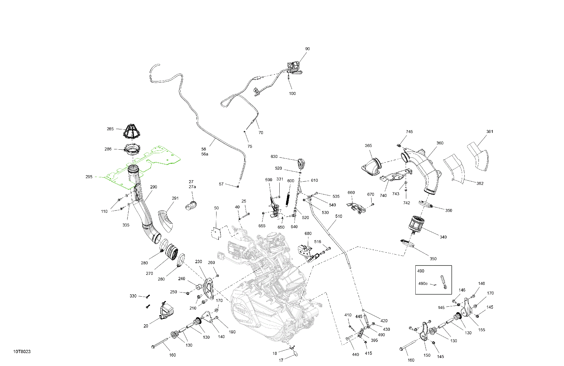 An Image of a Genuine Can-Am Parts Schematic Diagram showing the schematic - ENGINE - SYSTEM
