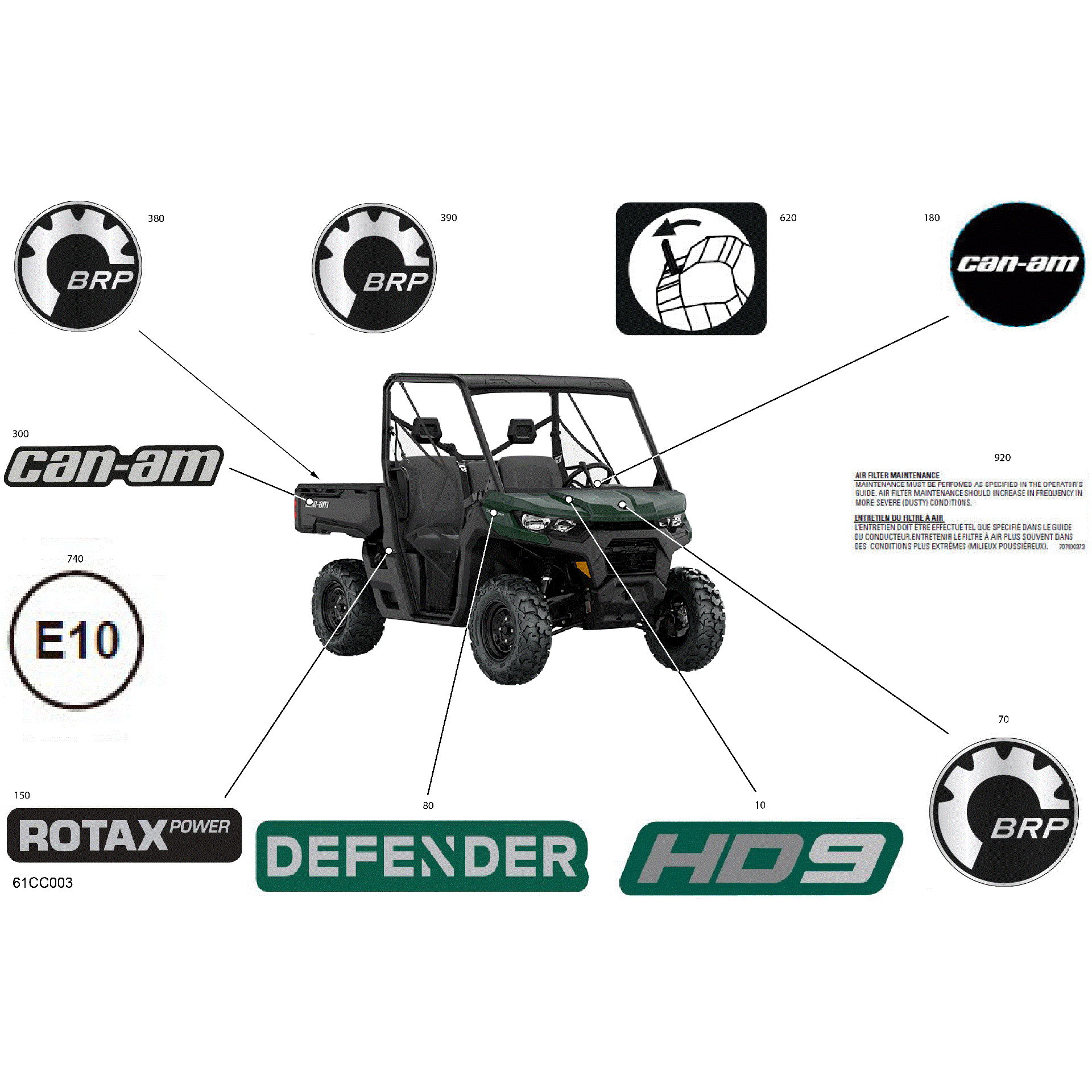 An Image of a Genuine Can-Am Parts Schematic Diagram showing the schematic - BODY - DECALS