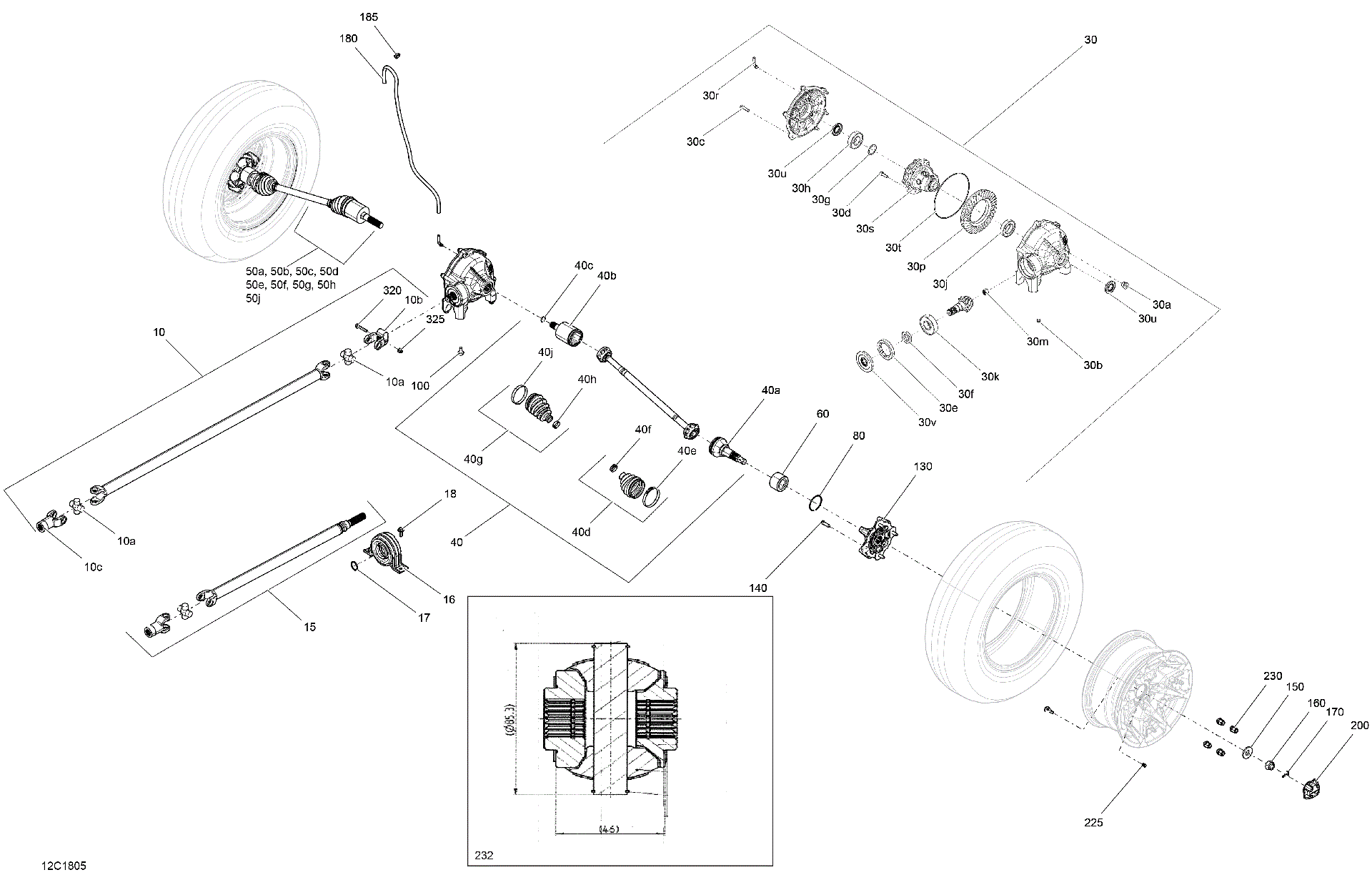 An Image of a Genuine Can-Am Parts Schematic Diagram showing the schematic - 07 - FRONT DRIVE - DEFENDER - HD8