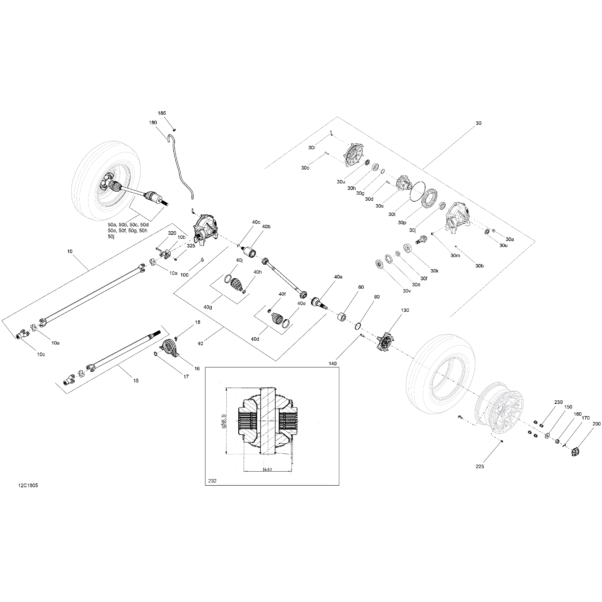 An Image of a Genuine Can-Am Parts Schematic Diagram showing the schematic - FRONT DRIVE - DEFENDER - PACKAGE XT P