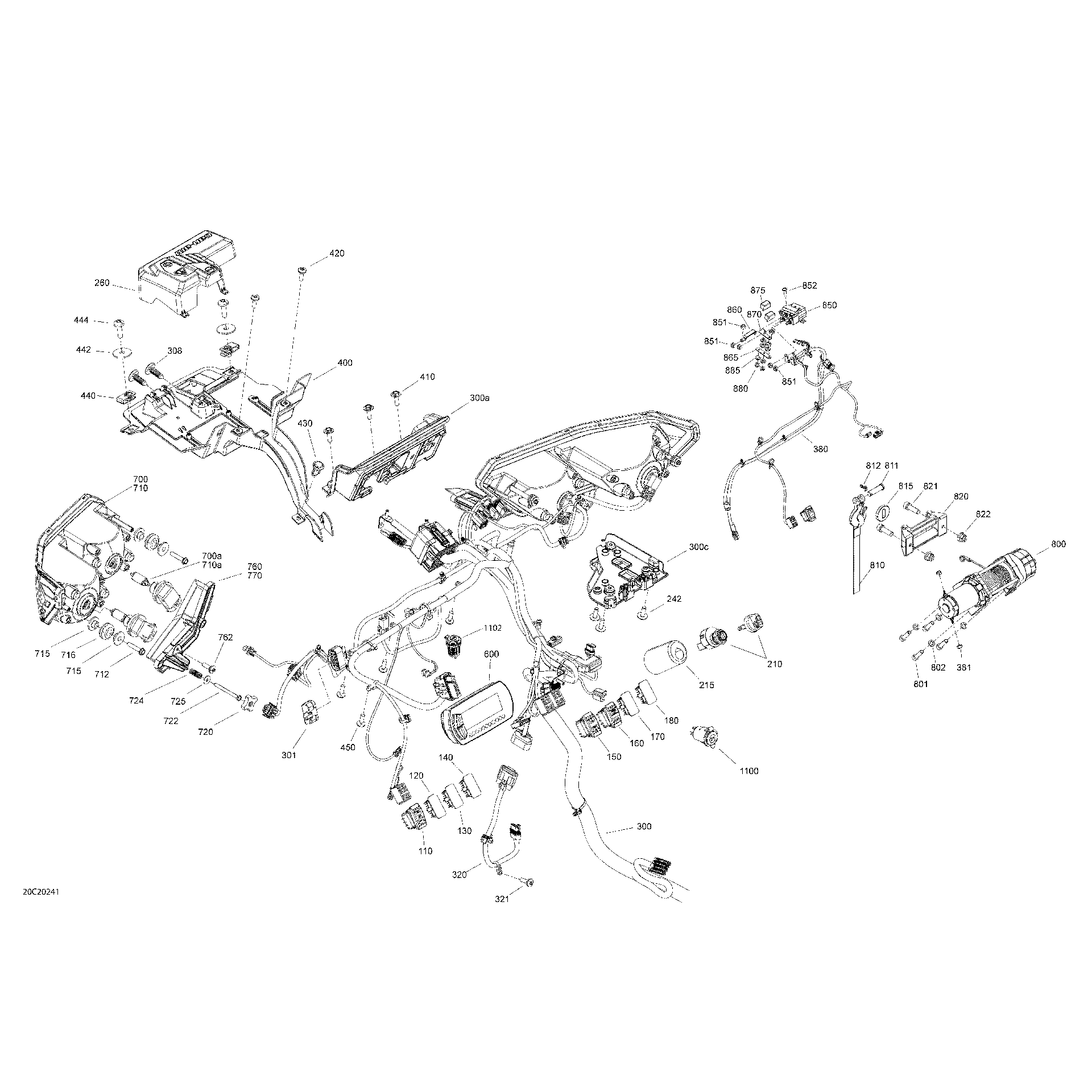 An Image of a Genuine Can-Am Parts Schematic Diagram showing the schematic - ELECTRIC - SYSTEM - FRONT SECTION - BASE - DPS - XT