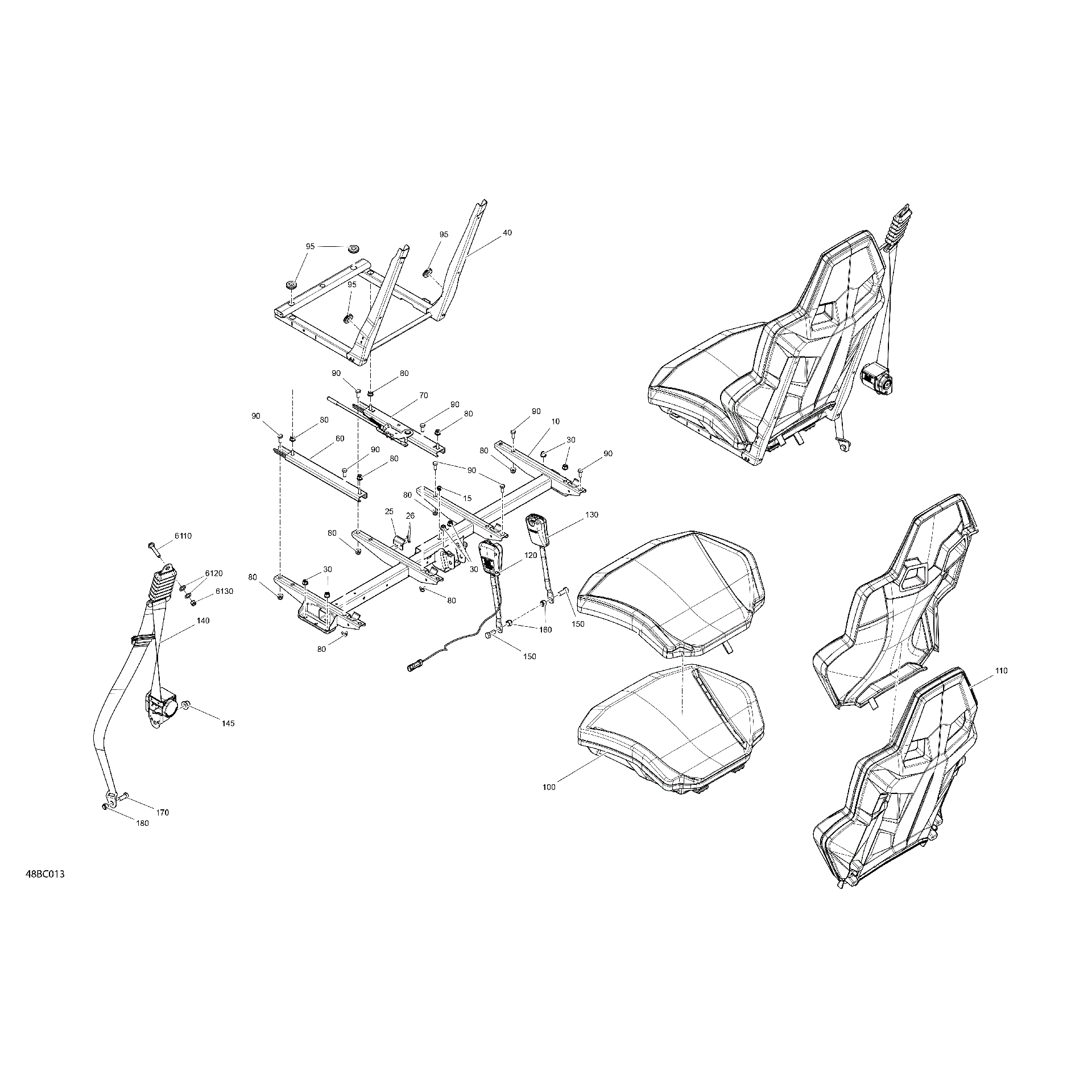 An Image of a Genuine Can-Am Parts Schematic Diagram showing the schematic - BODY - SEAT