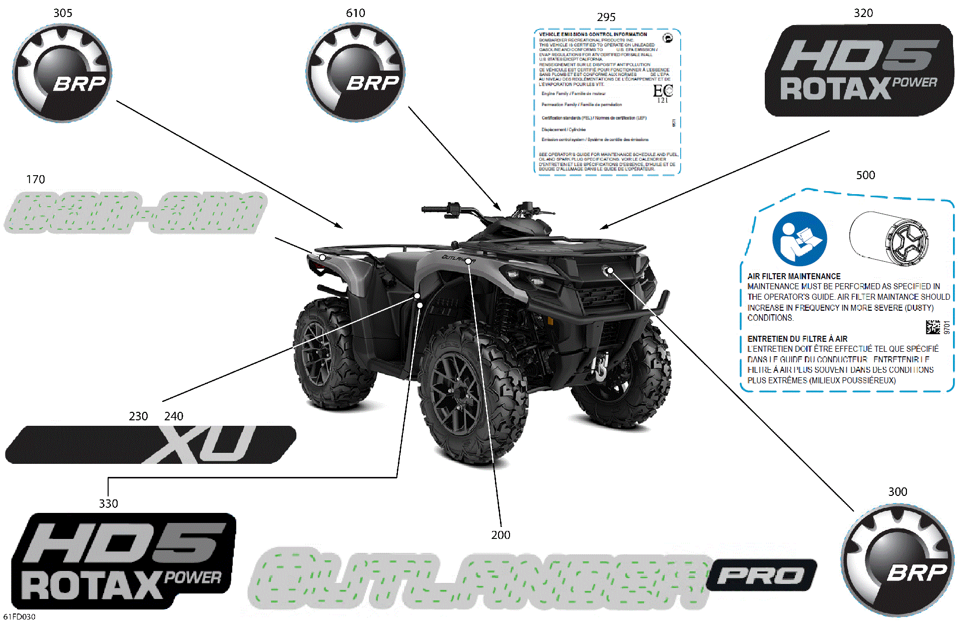 An Image of a Genuine Can-Am Parts Schematic Diagram showing the schematic - BODY - FEATURE DECALS