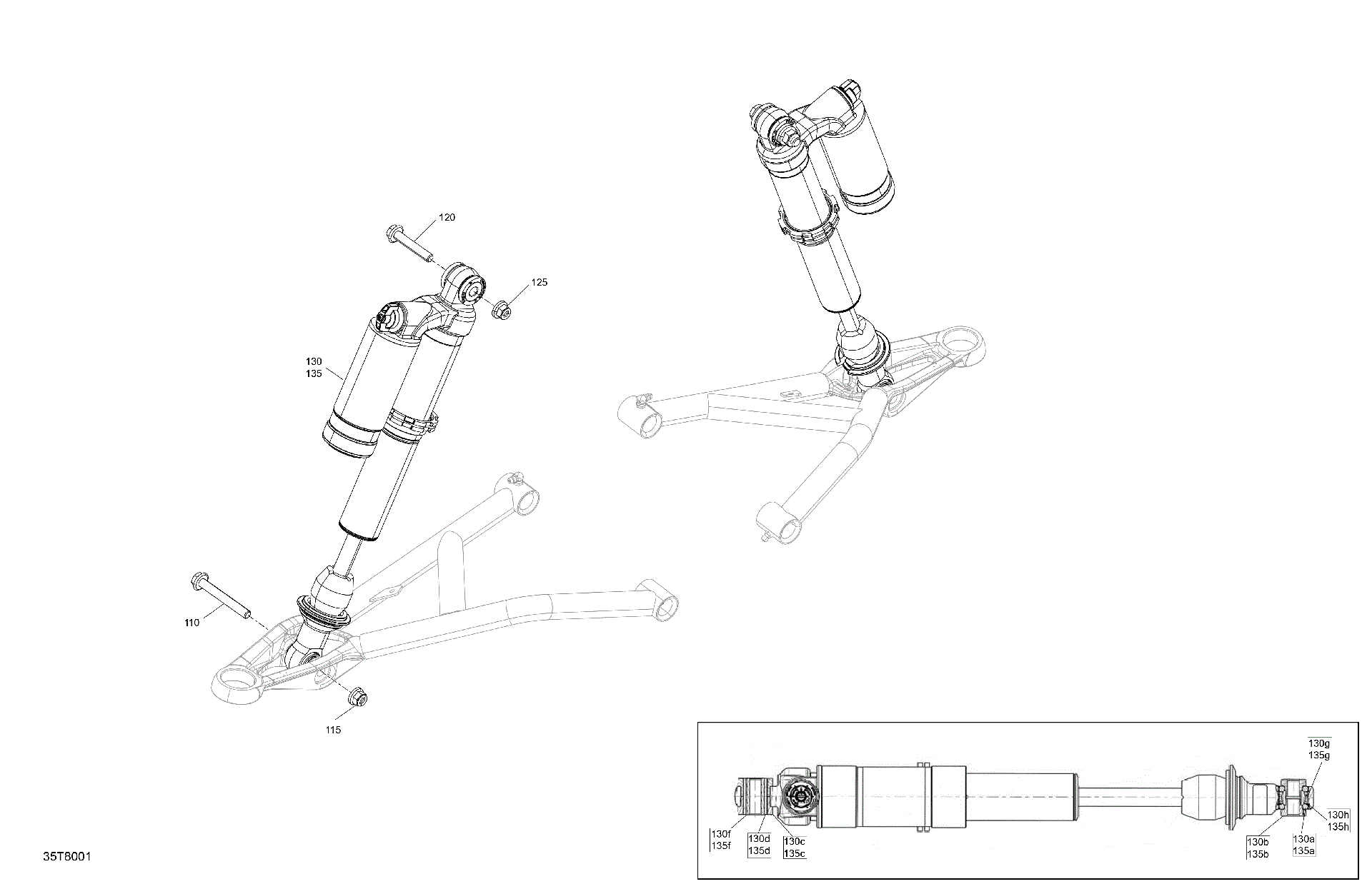 An Image of a Genuine Can-Am Parts Schematic Diagram showing the schematic - SUSPENSION - FRONT SHOCKS