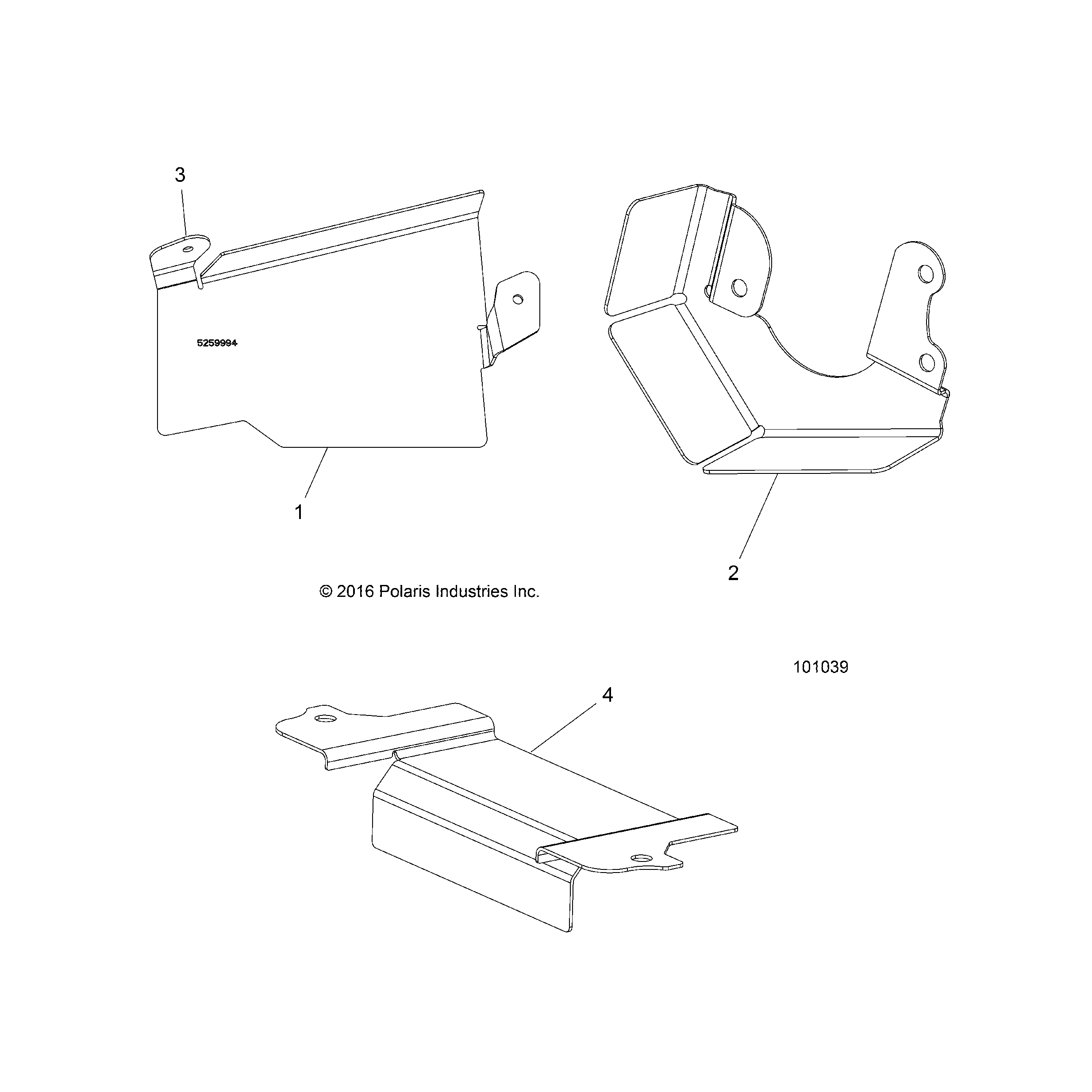 An Image of a Genuine Polaris Parts Schematic Diagram showing the schematic - BODY: HEAT SHIELDS - 2018 POLARIS SPORTSMAN TOURING 1000