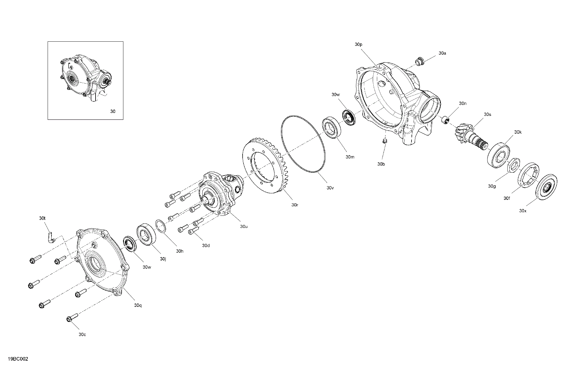 An Image of a Genuine Can-Am Parts Schematic Diagram showing the schematic - DRIVE - FRONT - DIFFERENTIAL PARTS