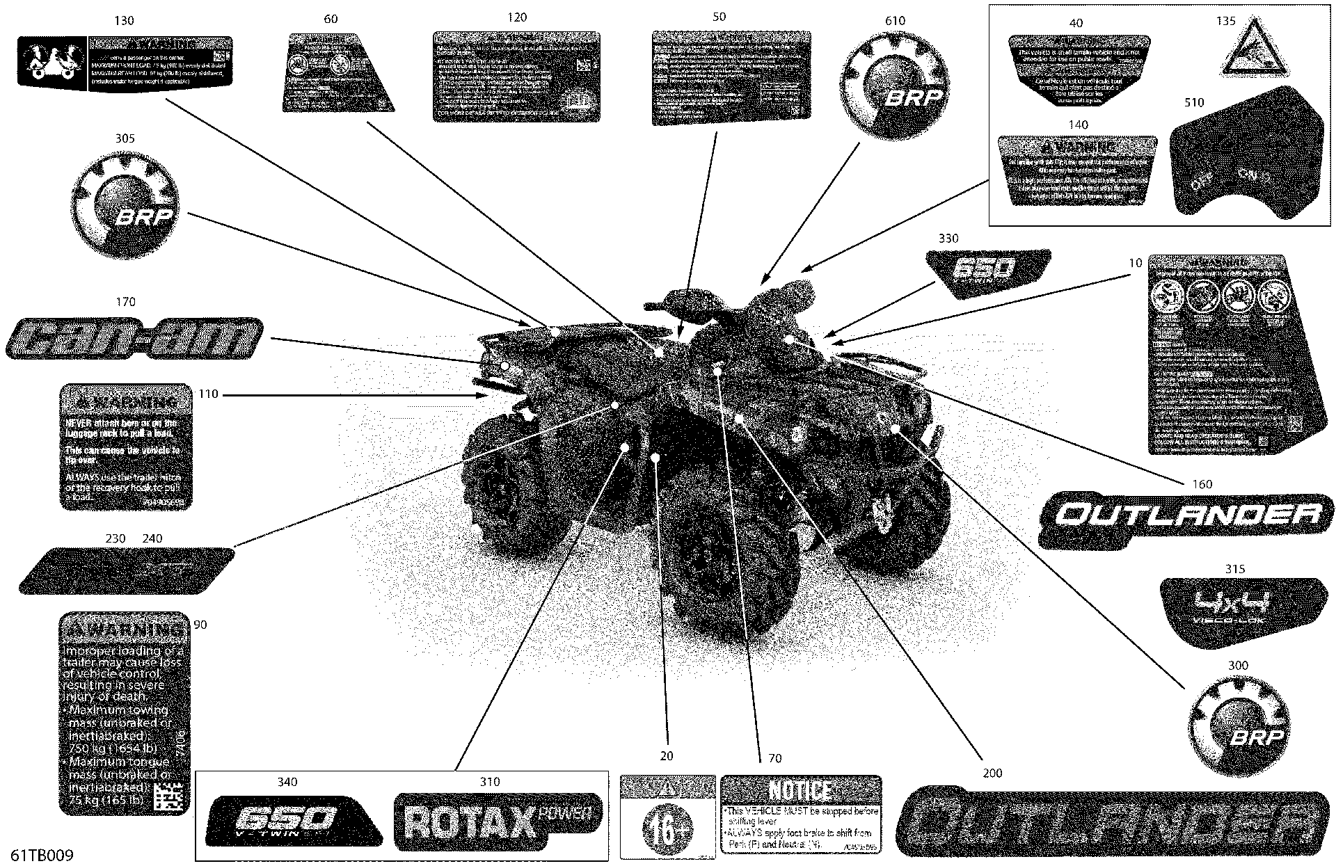 An Image of a Genuine Can-Am Parts Schematic Diagram showing the schematic - BODY - DECALS