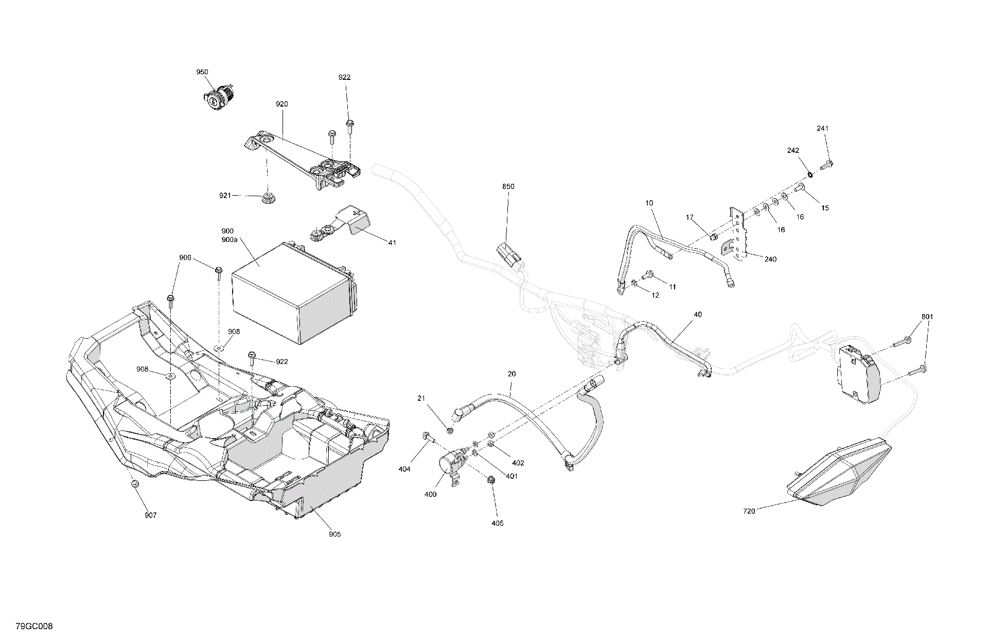 An Image of a Genuine Can-Am Parts Schematic Diagram showing the schematic - ELECTRIC - REAR SECTION