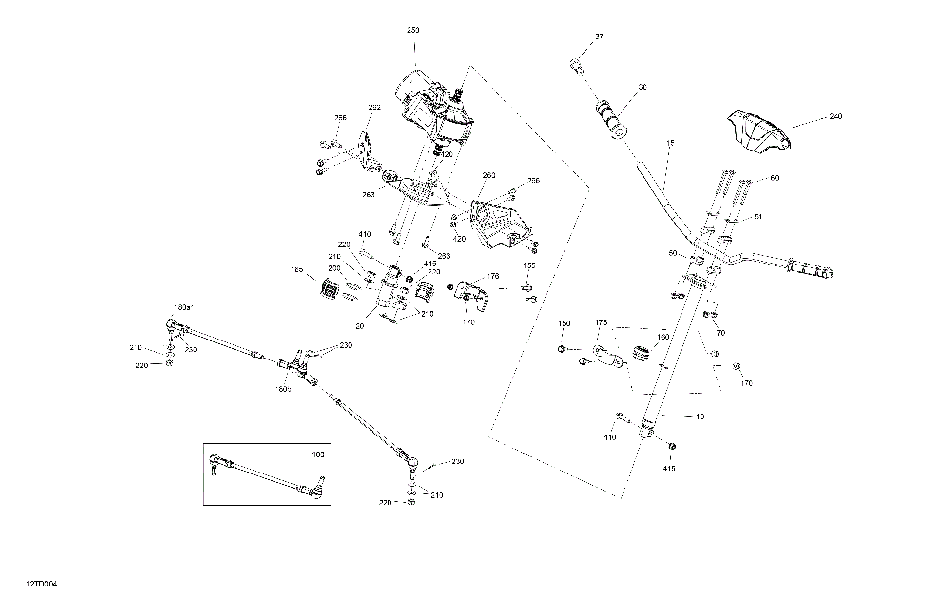 An Image of a Genuine Can-Am Parts Schematic Diagram showing the schematic - MECHANIC - STEERING