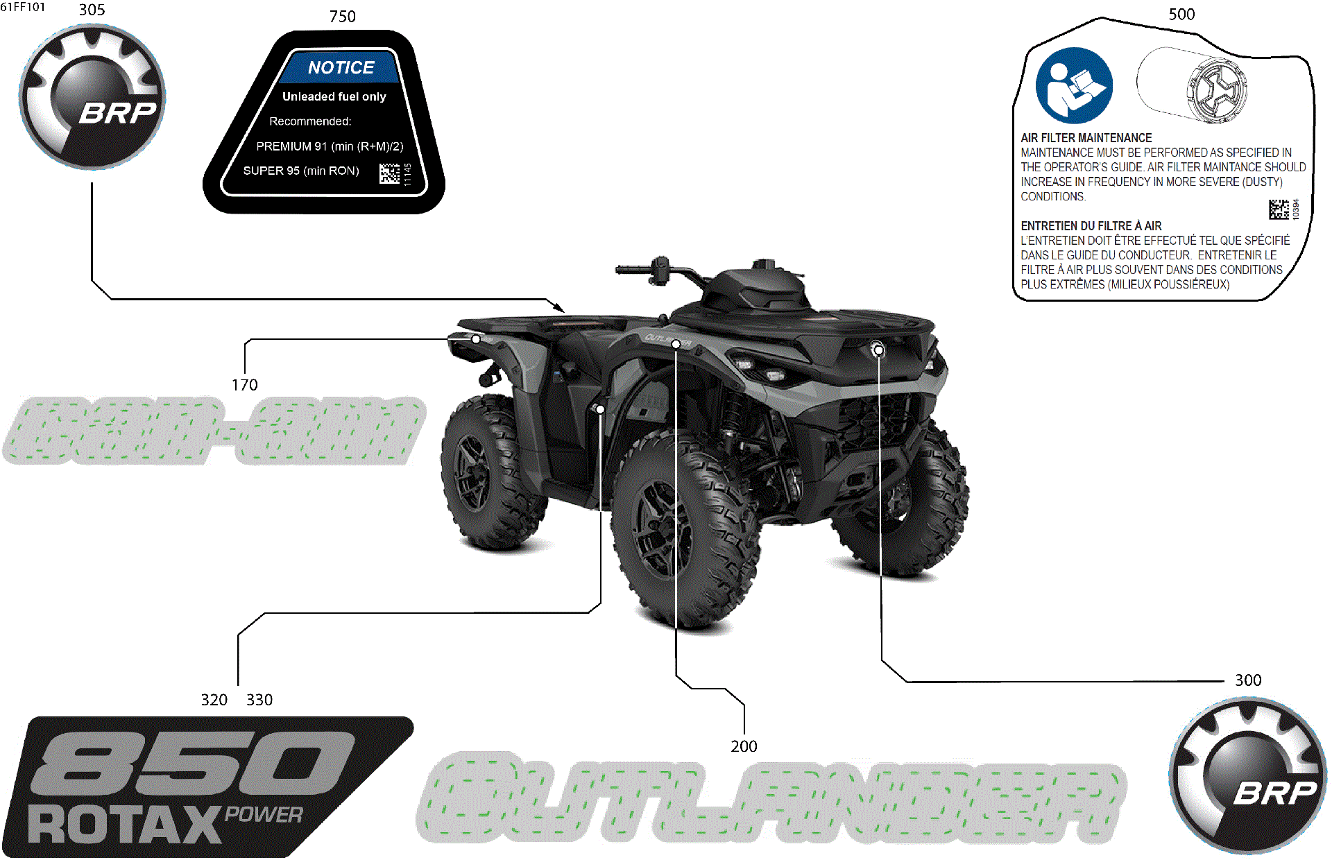 An Image of a Genuine Can-Am Parts Schematic Diagram showing the schematic - BODY - FEATURE DECALS