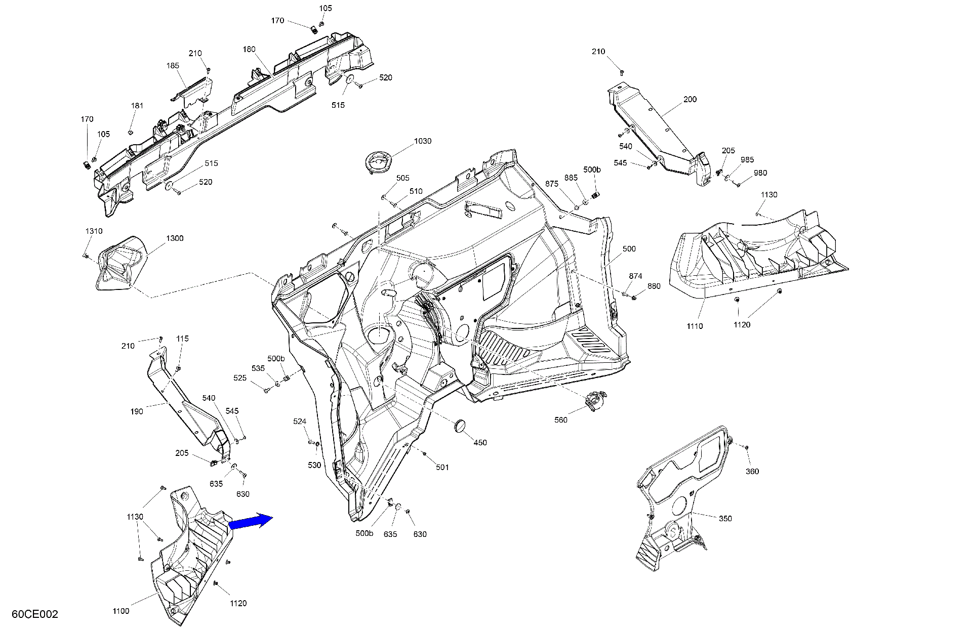 An Image of a Genuine Can-Am Parts Schematic Diagram showing the schematic - CAB INTERIOR - FIREWALL