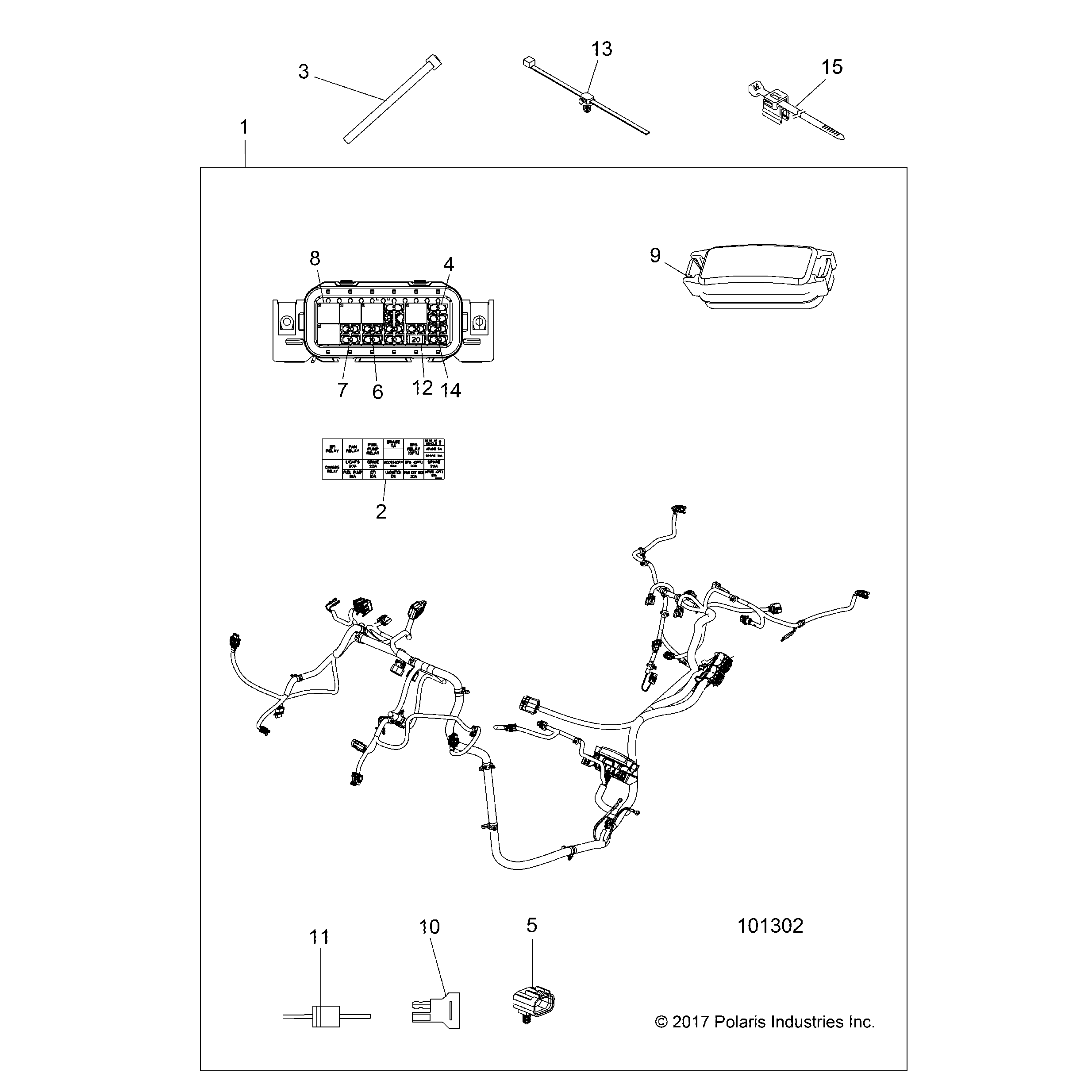 An Image of a Genuine Polaris Parts Schematic Diagram showing the schematic - ELECTRICAL: WIRE HARNESS - 2018 POLARIS ACE 900 EPS XC