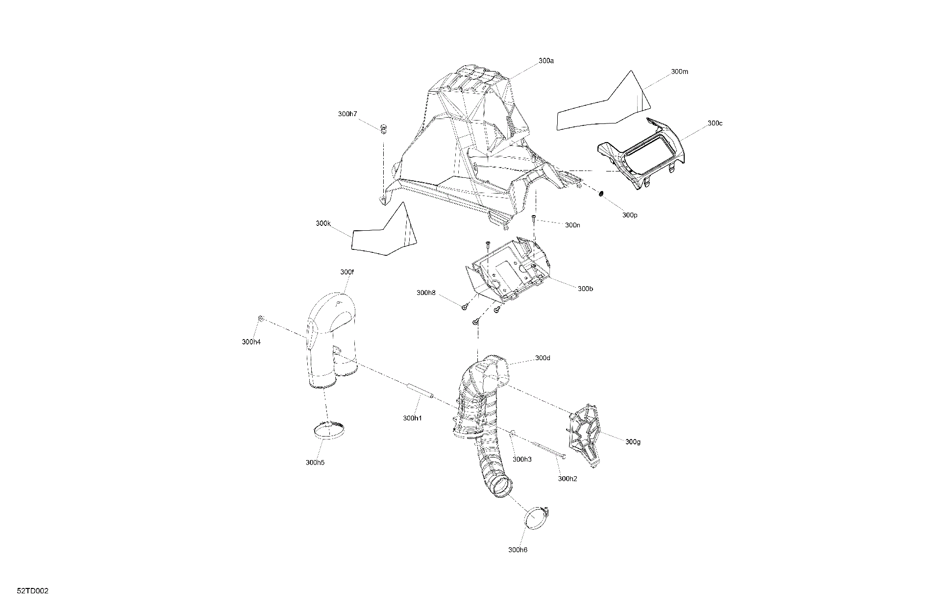 An Image of a Genuine Can-Am Parts Schematic Diagram showing the schematic - BODY - SNORKEL