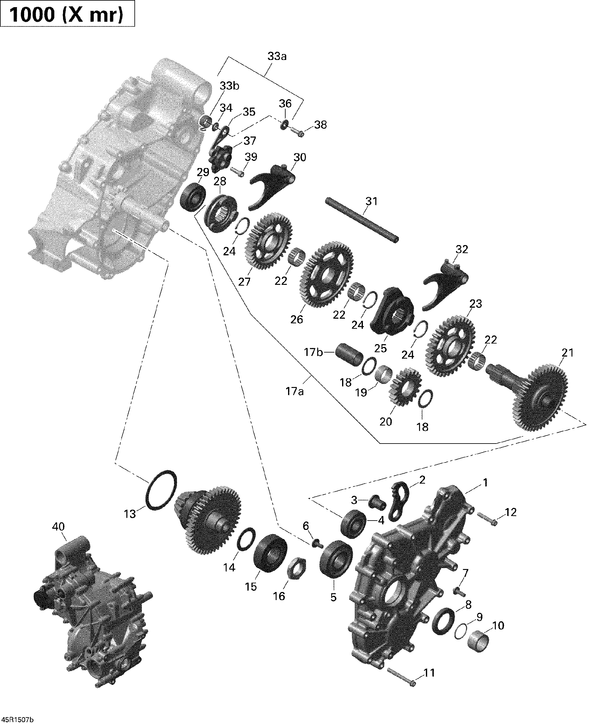 An Image of a Genuine Can-Am Parts Schematic Diagram showing the schematic - GEAR BOX 2_45R1507B