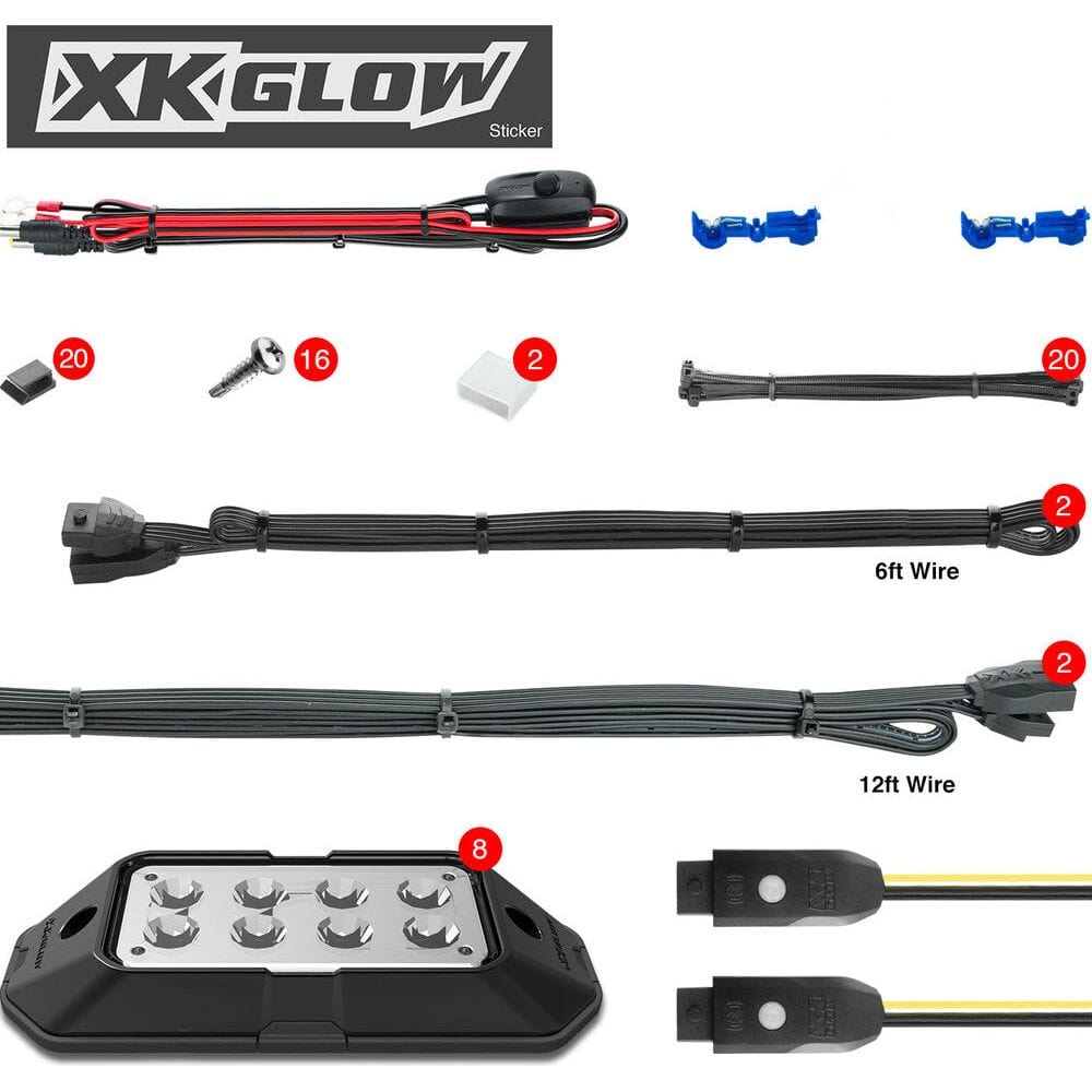 8pc RGB Rock Light Kit by XK Glow XK-ROCK-ADV Rock Lights 653-0044 Western Powersports Drop Ship