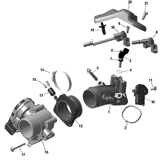 An Image of a Genuine Can-Am Parts Schematic Diagram showing the schematic - ROTAX - AIR INTAKE MANIFOLD AND THROTTLE BODY - 700 EFI