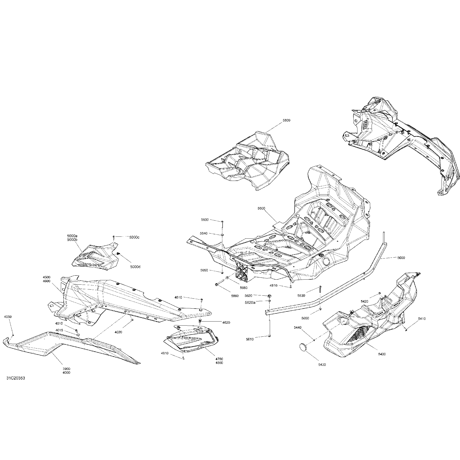 An Image of a Genuine Can-Am Parts Schematic Diagram showing the schematic - BODY - REAR SECTION - X MR - GREEN