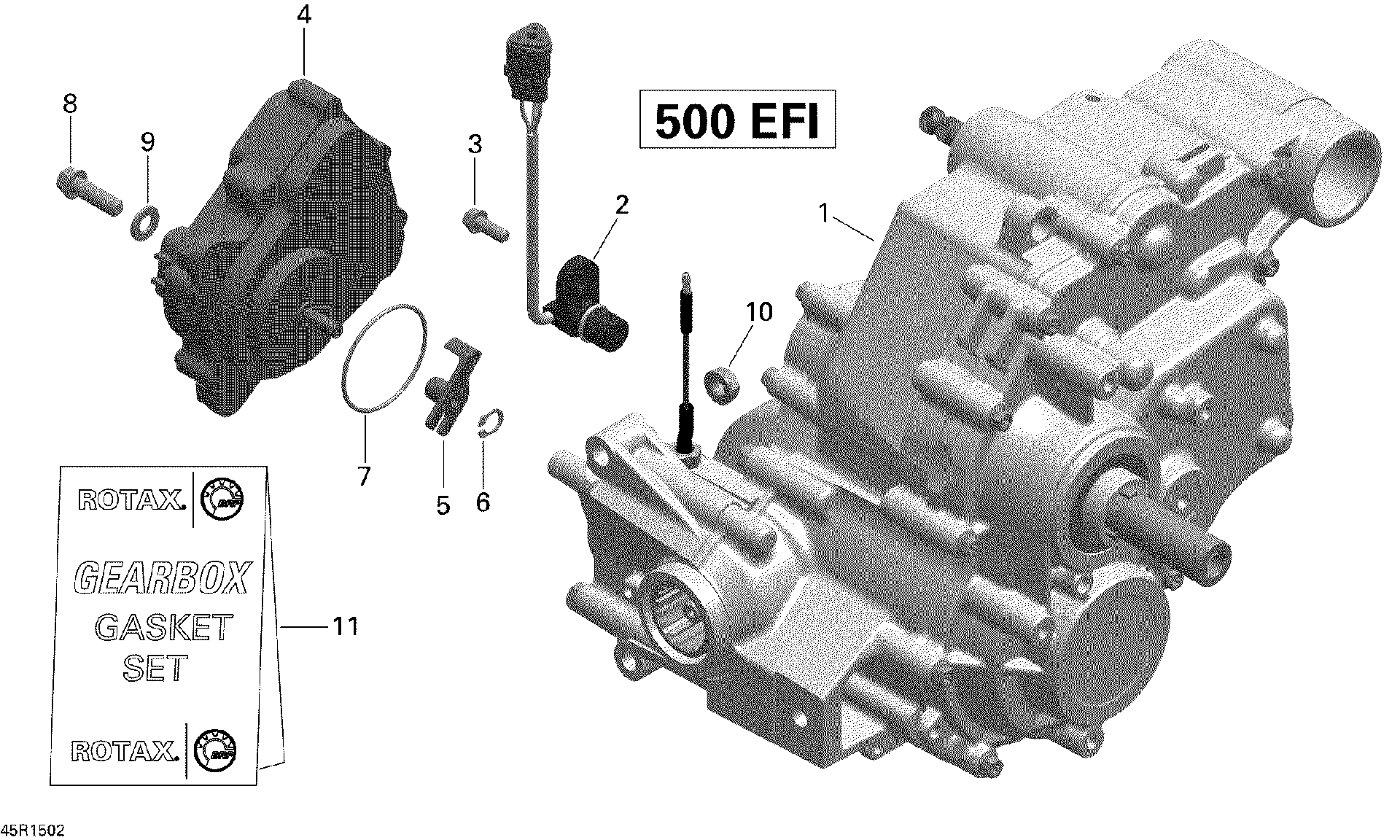 An Image of a Genuine Can-Am Parts Schematic Diagram showing the schematic - GEAR BOX ASSY AND 4X4 ACTUATOR _45R1502