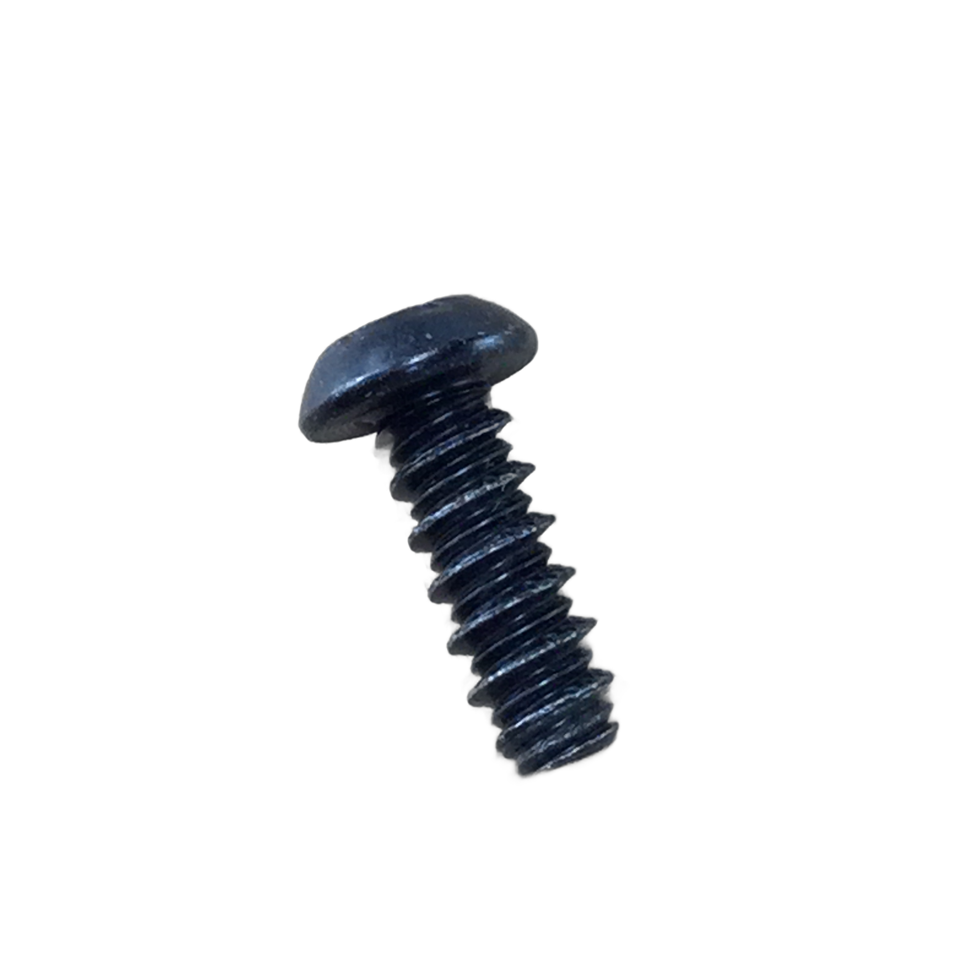 A single black Yamaha Tapping Screw with a rounded head and coarse threads lies diagonally on a white background—perfect for Yamaha UTV parts or other off-road vehicle accessories.
