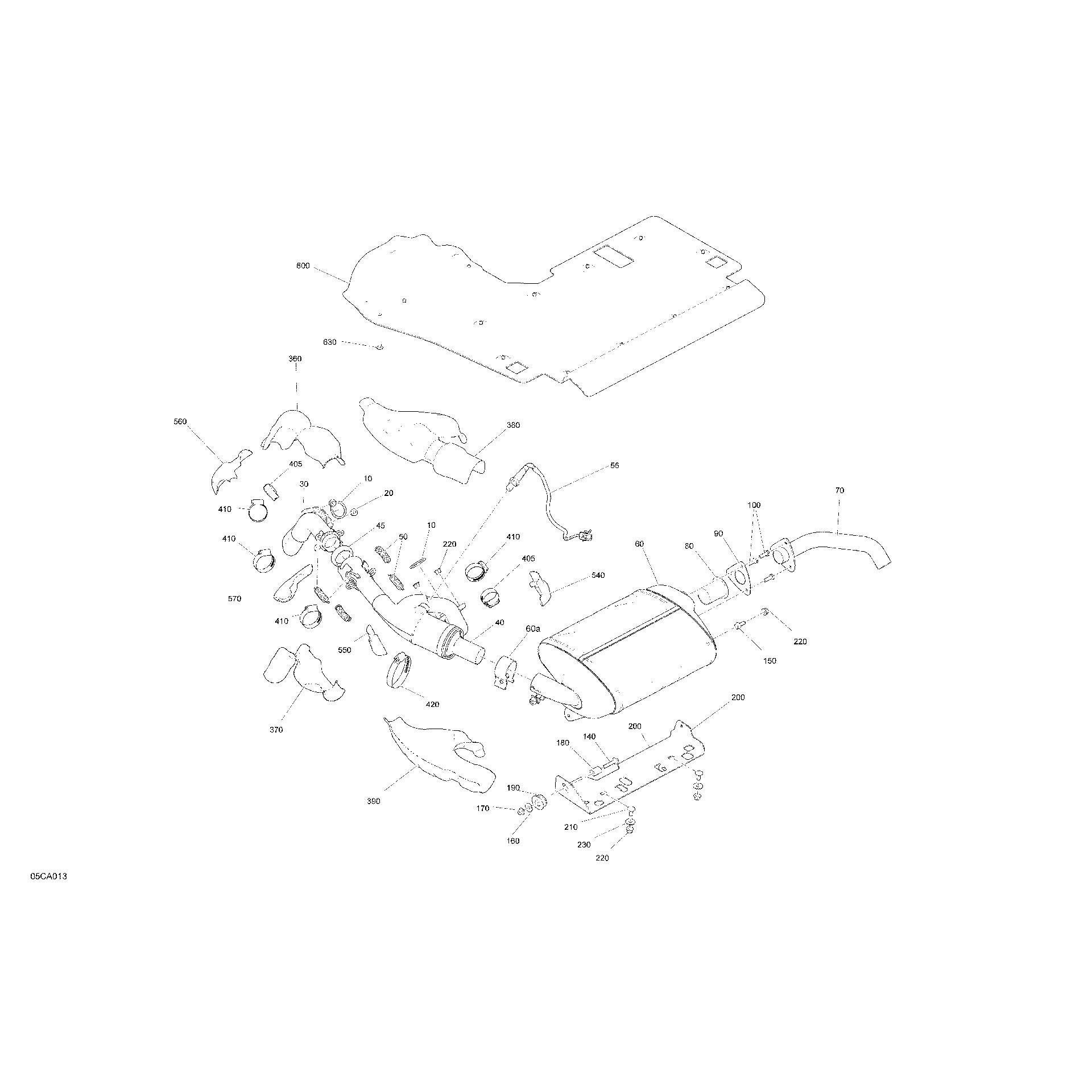 An Image of a Genuine Can-Am Parts Schematic Diagram showing the schematic - ENGINE - EXHAUST