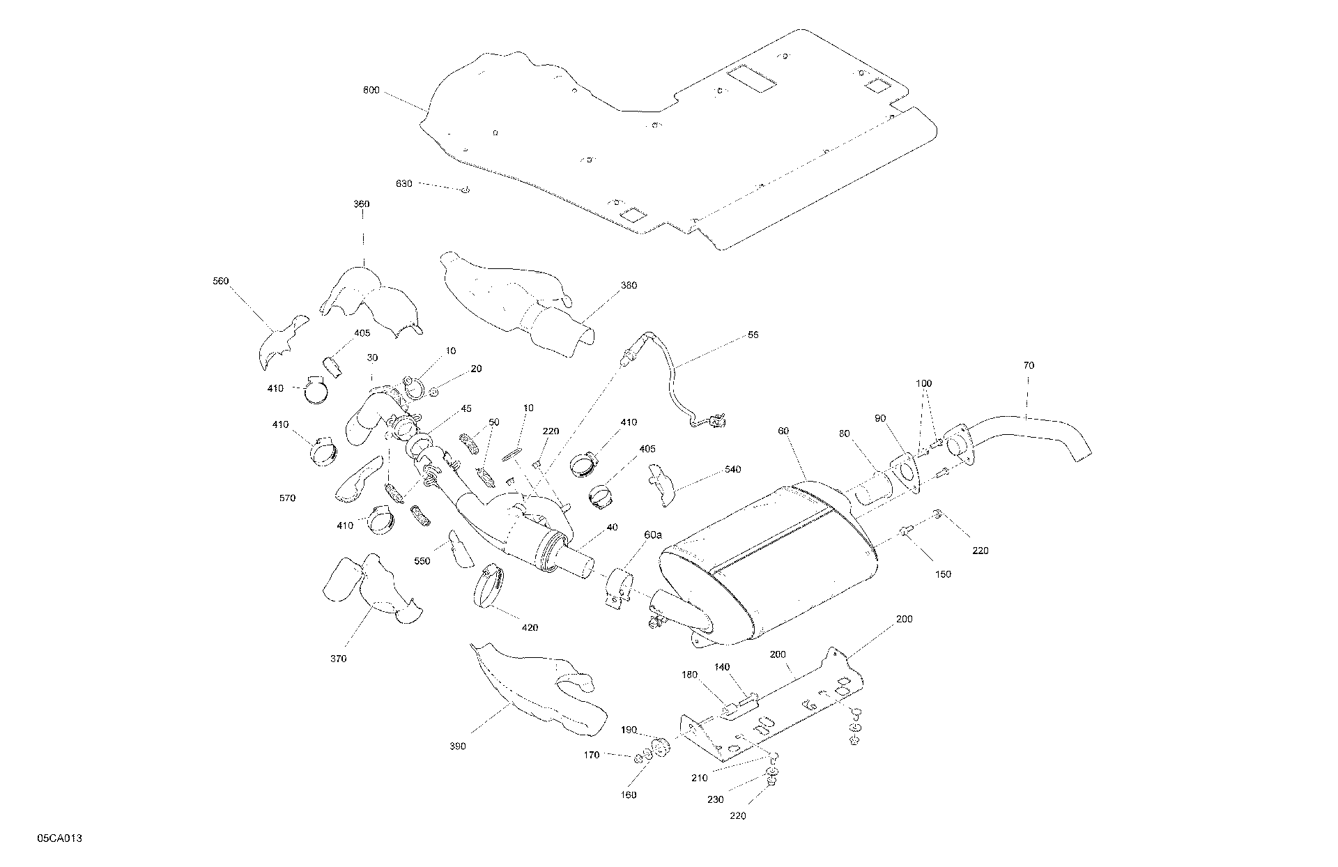 An Image of a Genuine Can-Am Parts Schematic Diagram showing the schematic - ENGINE - EXHAUST