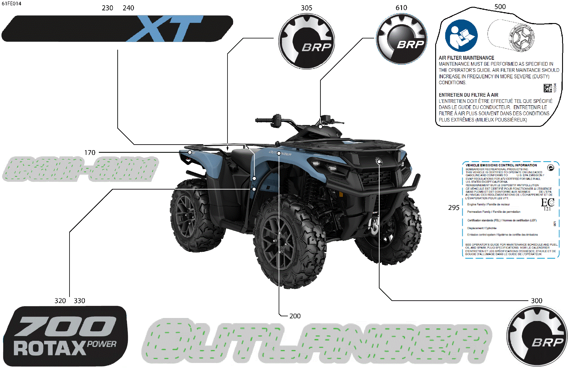 An Image of a Genuine Can-Am Parts Schematic Diagram showing the schematic - BODY - FEATURE DECALS