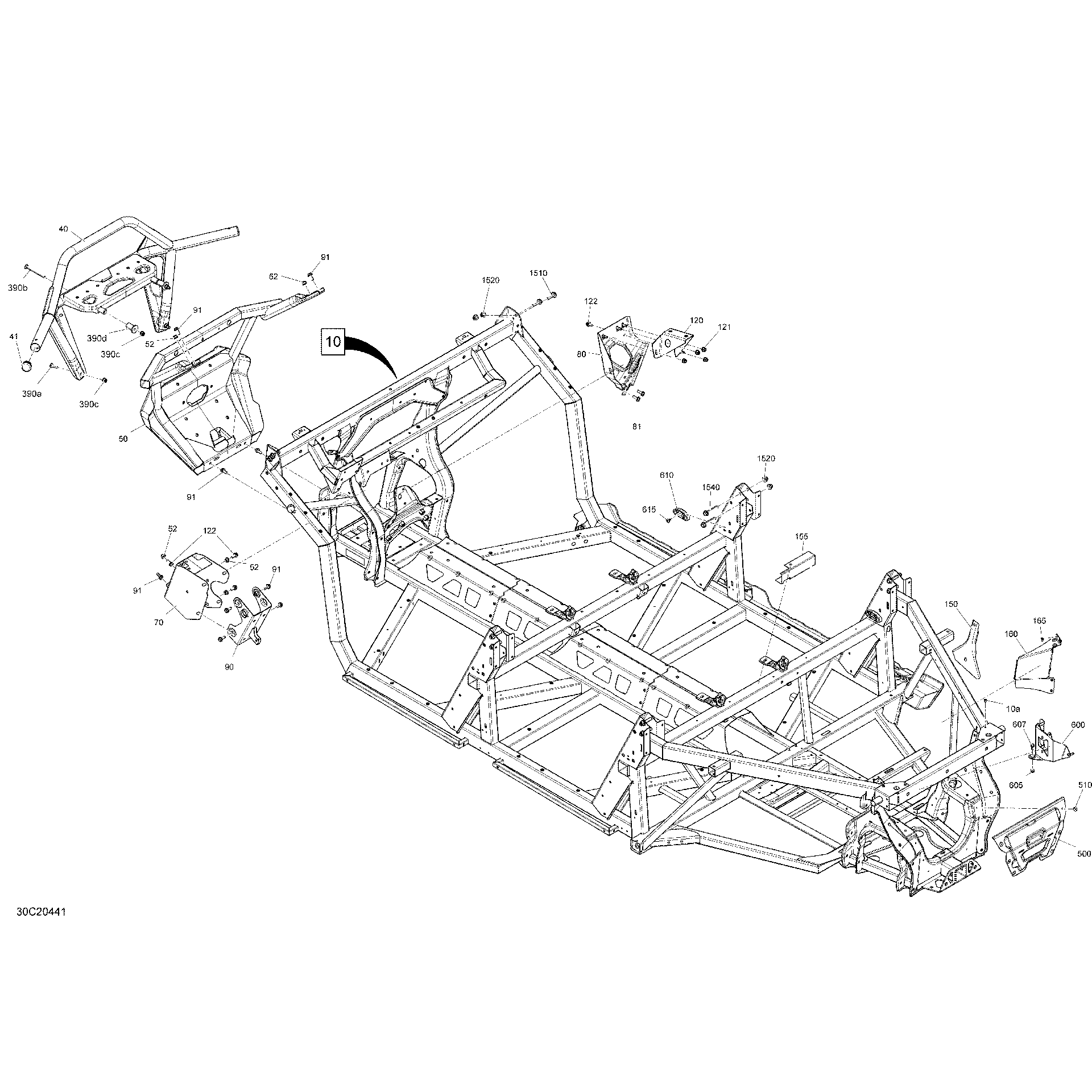 An Image of a Genuine Can-Am Parts Schematic Diagram showing the schematic - FRAME