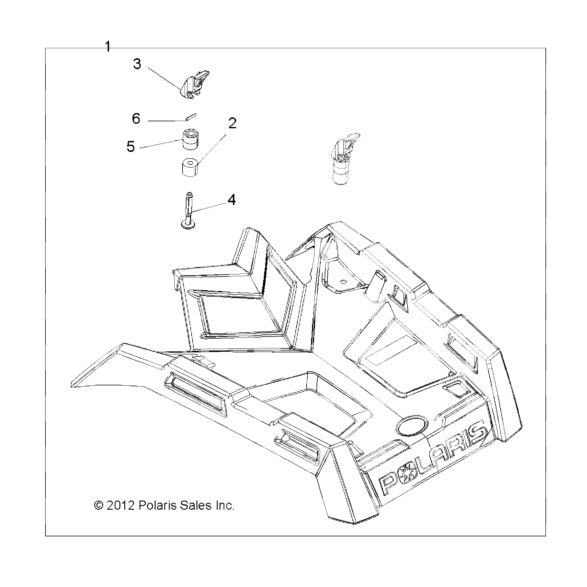 An Image of a Genuine Polaris Parts Schematic Diagram showing the schematic - BODY: FRONT RACK - 2018 POLARIS SCRAMBLER 850