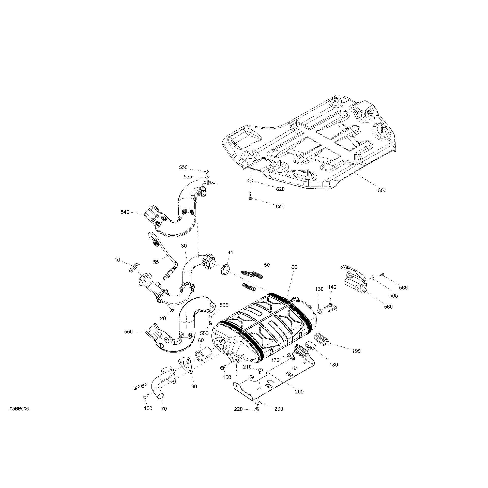 An Image of a Genuine Can-Am Parts Schematic Diagram showing the schematic - ENGINE - EXHAUST