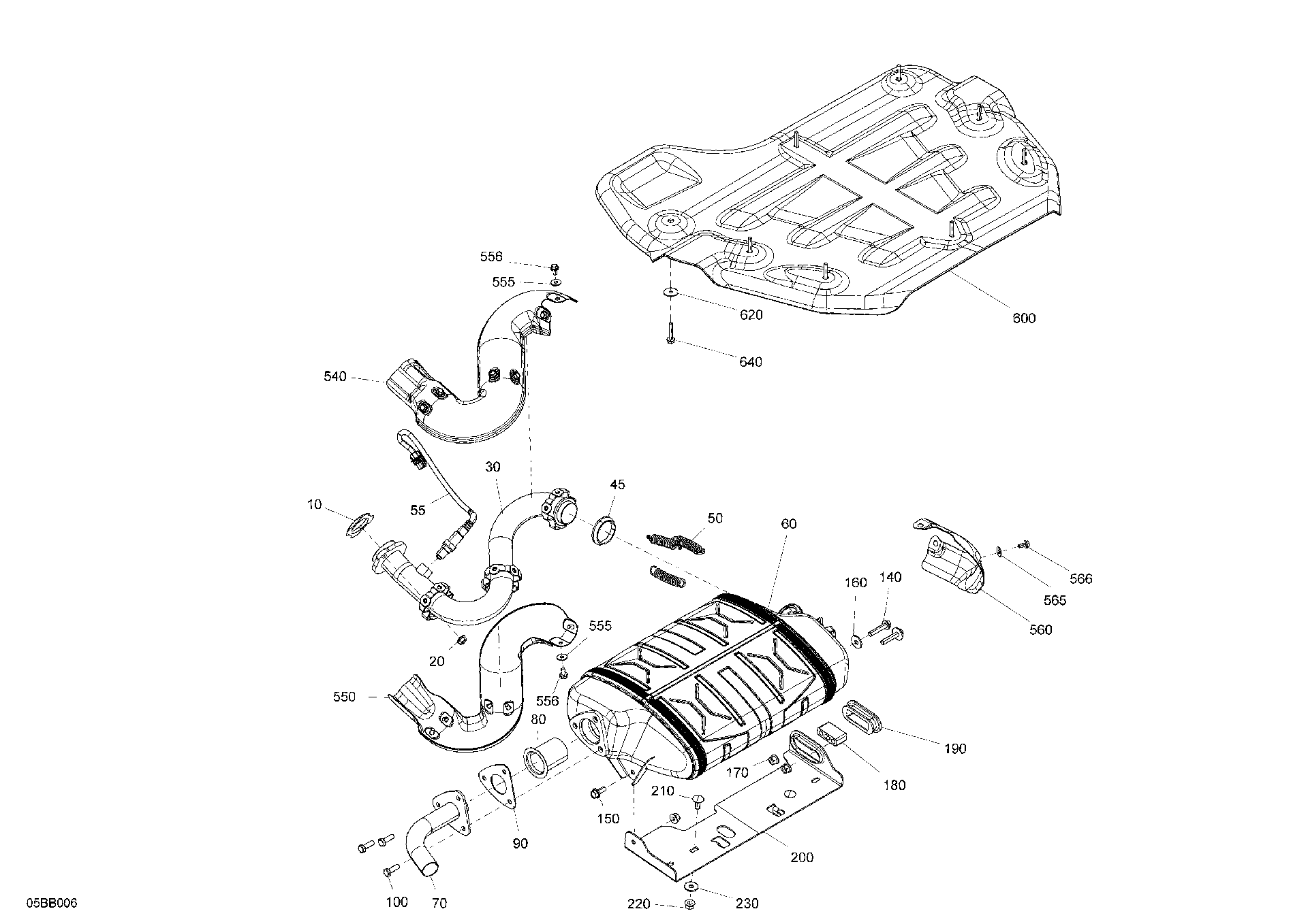 An Image of a Genuine Can-Am Parts Schematic Diagram showing the schematic - ENGINE - EXHAUST