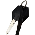 Pair of black plastic-headed metal key blanks on a small silver keyring.