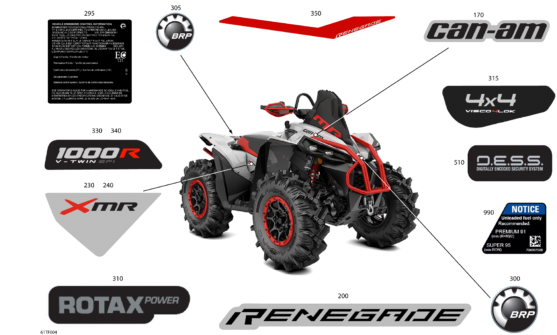 An Image of a Genuine Can-Am Parts Schematic Diagram showing the schematic - BODY - FEATURE DECALS
