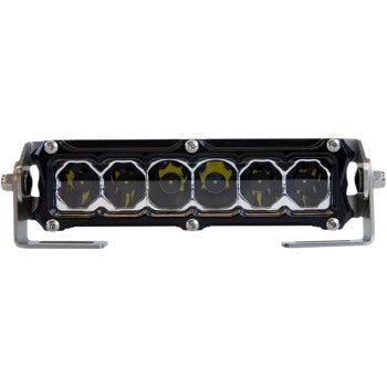 6-inch black metal LED light bar with six round lenses and mounting brackets on each side.