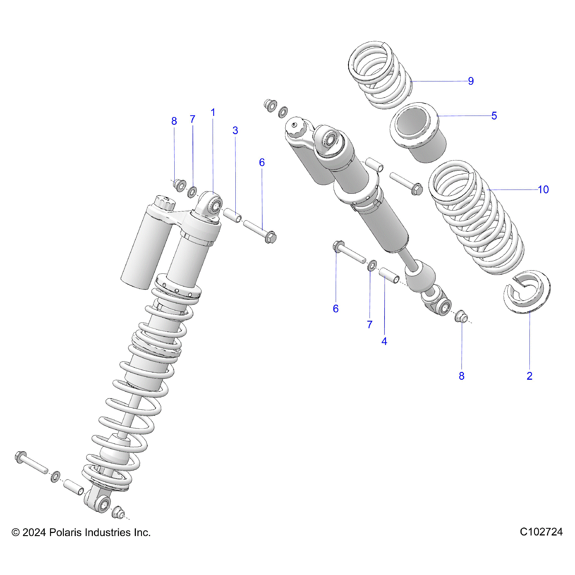 An Image of a Genuine Polaris Parts Schematic Diagram showing the schematic - SUSPENSION: REAR SHOCK MOUNTING - 2026 POLARIS SPORTSMAN XP 1000 55"