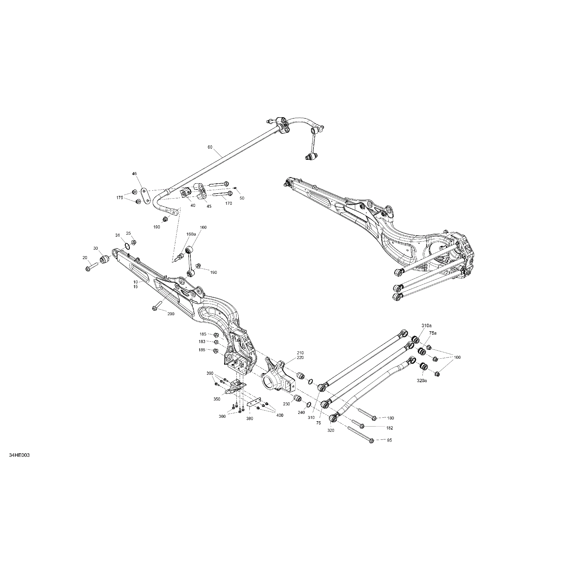 An Image of a Genuine Can-Am Parts Schematic Diagram showing the schematic - SUSPENSION - REAR COMPONENTS